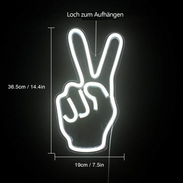 zggzerg LED Stirnlampe Peace Sign LED Neon Wandschild Victory Gesture Licht Wandleuchten (1-St)