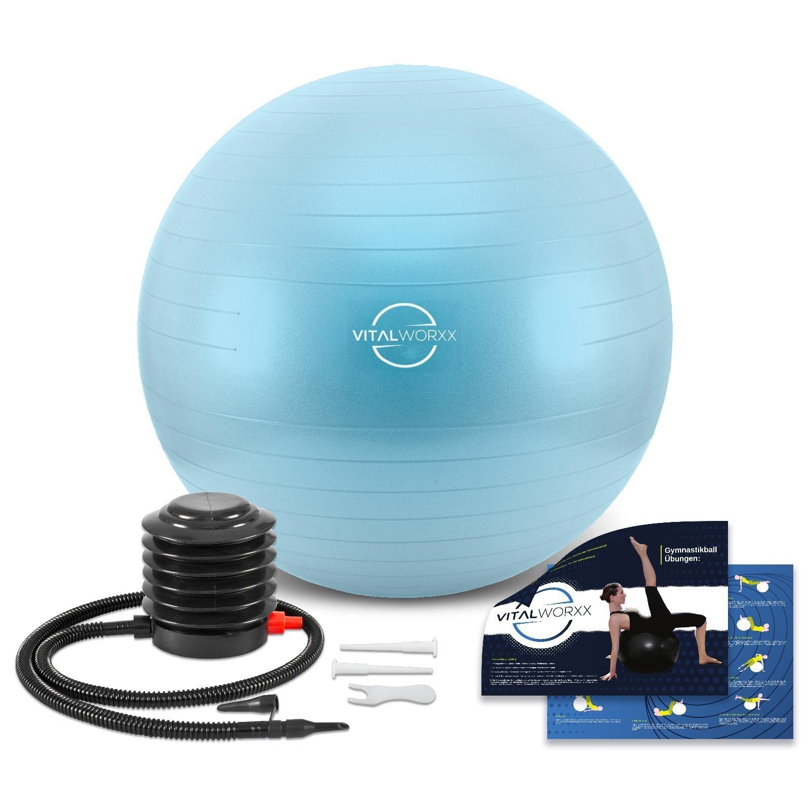 VITALWORXX Gymnastikball VITALWORXX Gymnastikball für Schwangere, extrem stabil, mit Pumpe, Hohe Materialstärke, Anti-Burst-System