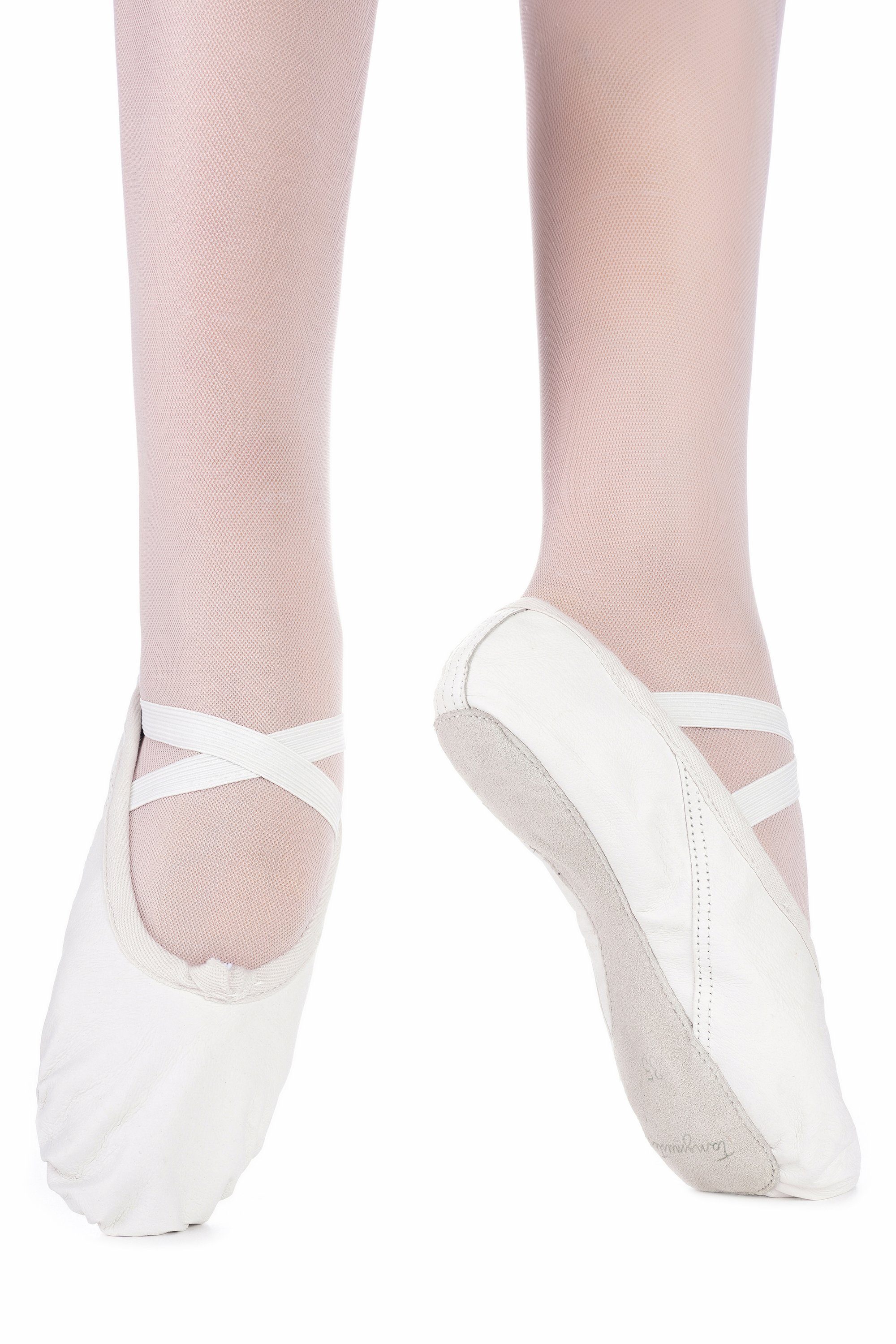 tanzmuster Ballettschuhe Sasha aus Leder mit ganzer Ledersohle Tanzschuh Ballettschläppchen für Mädchen