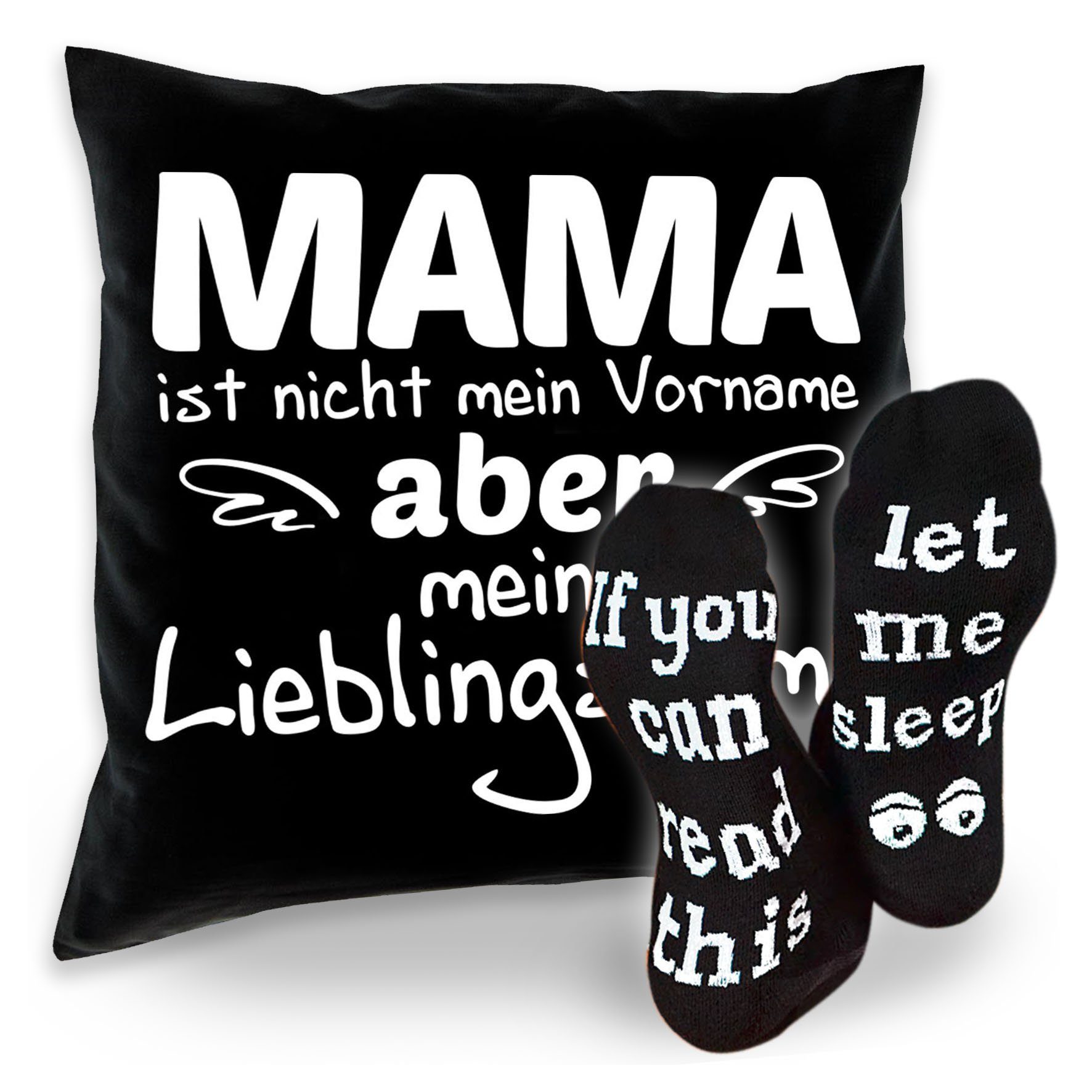 Kissen Sleep, Mütter für Socken Soreso® Geschenke Dekokissen & Geschenkidee schwarz Sprüche Lieblingsname Mama