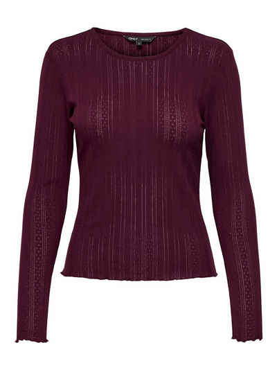 ONLY Longpullover Einfarbiges Langarm Shirt Basic Top ONLCARLOTTA 5599 in Weinrot