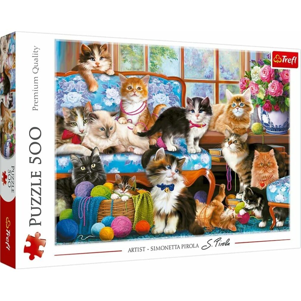 Trefl Puzzle Puzzle Katzenfamilie 500 Teile, Puzzleteile
