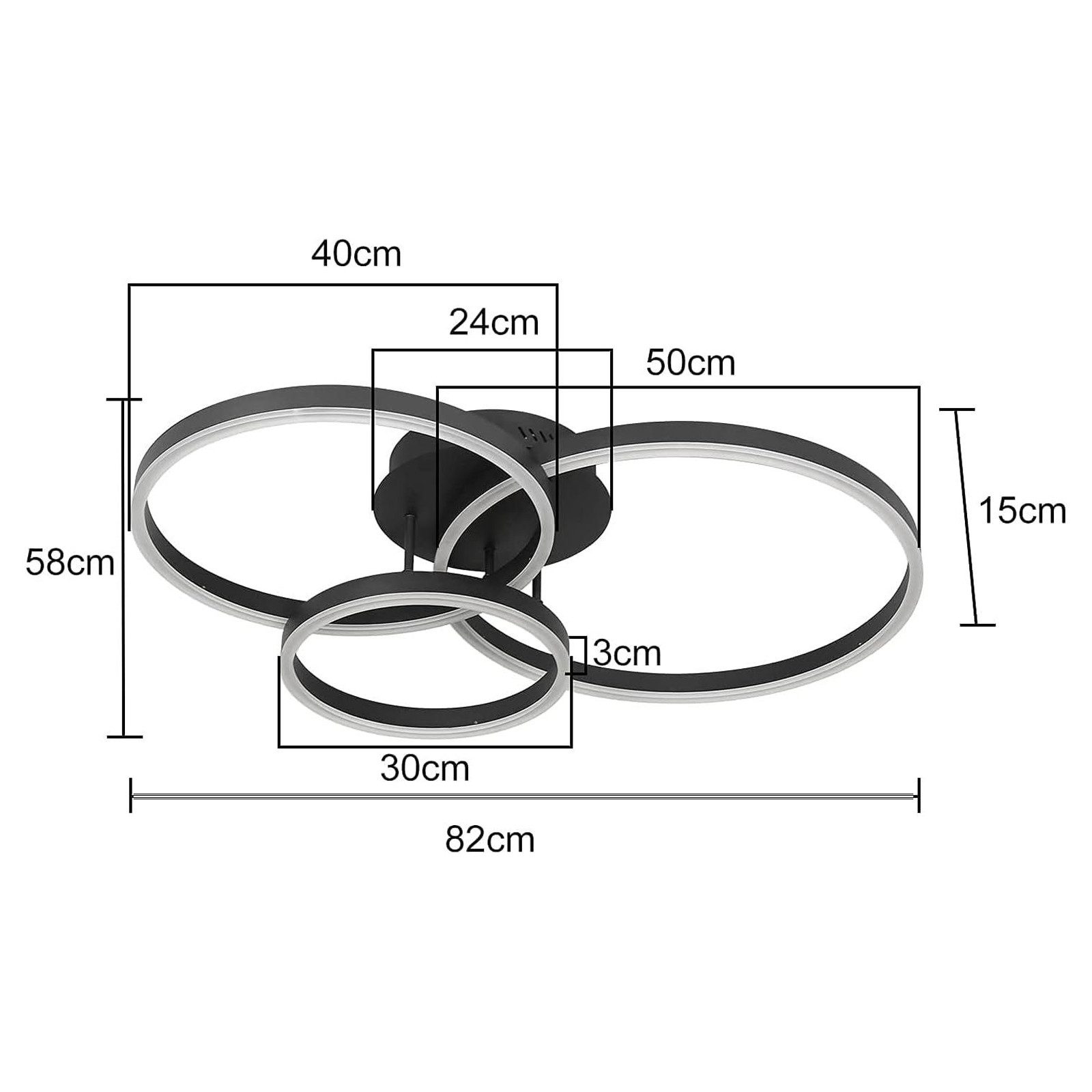Nettlife LED Deckenleuchte Dimmbar Wohnzimmer Gold 2 Ring 46W 59CM Modern, Dimmbar mit Fernbedienung, LED fest integriert, Geeignet für Wohnzimmer, Schlafzimmer, Küche, Esszimmer, Büro