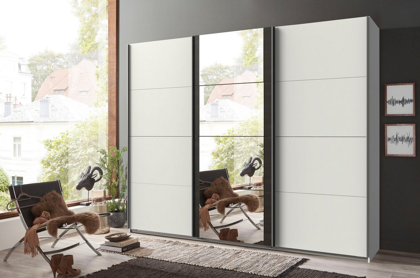 Wimex Schwebetürenschrank Bern Schiebetürenschrank Schrank mit zusätzlicher Innenausstattung, Garderobe