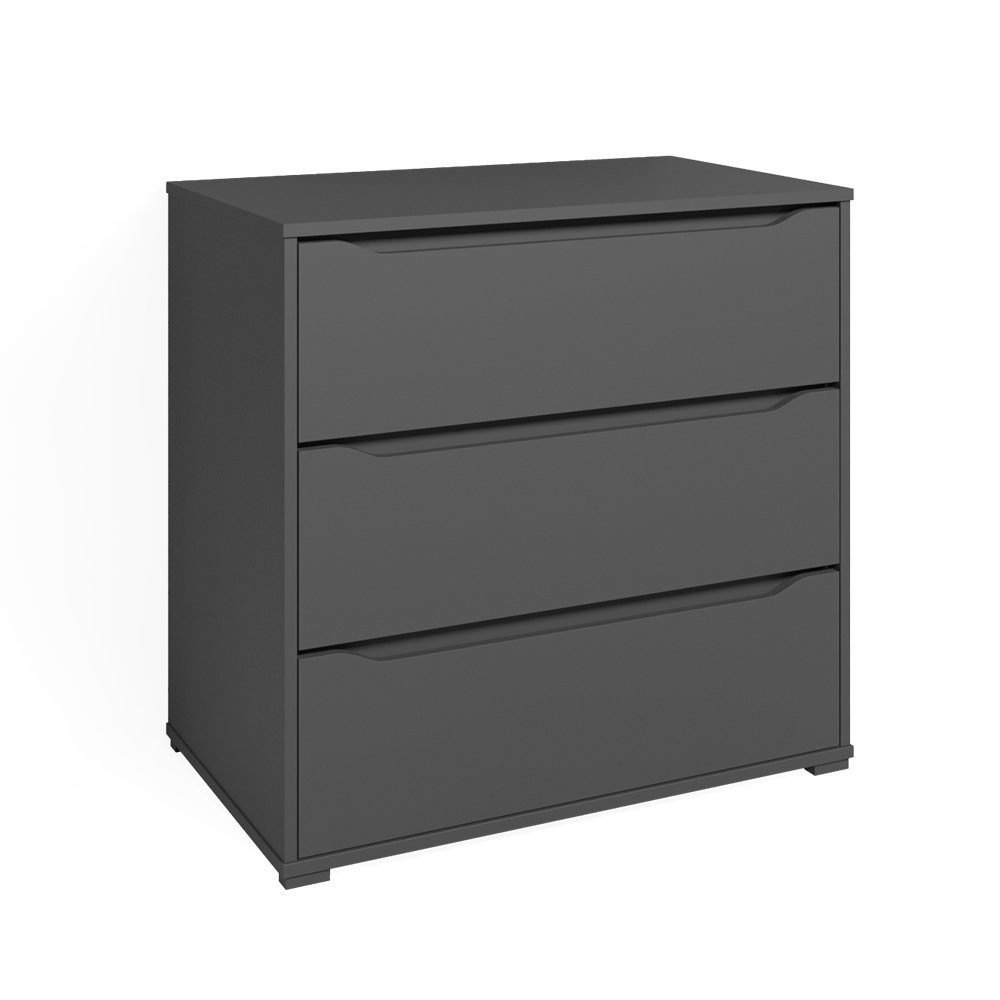 Vicco Kommode Ruben, Anthrazit, 80.2 x 77.6 cm mit 3 Schubladen