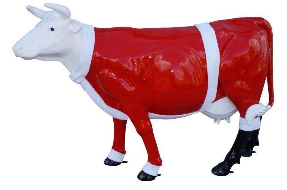 JVmoebel Tierfigur Abstrakte Kuh Skulptur in Rot aus hochwertigem Material, Made in Europa