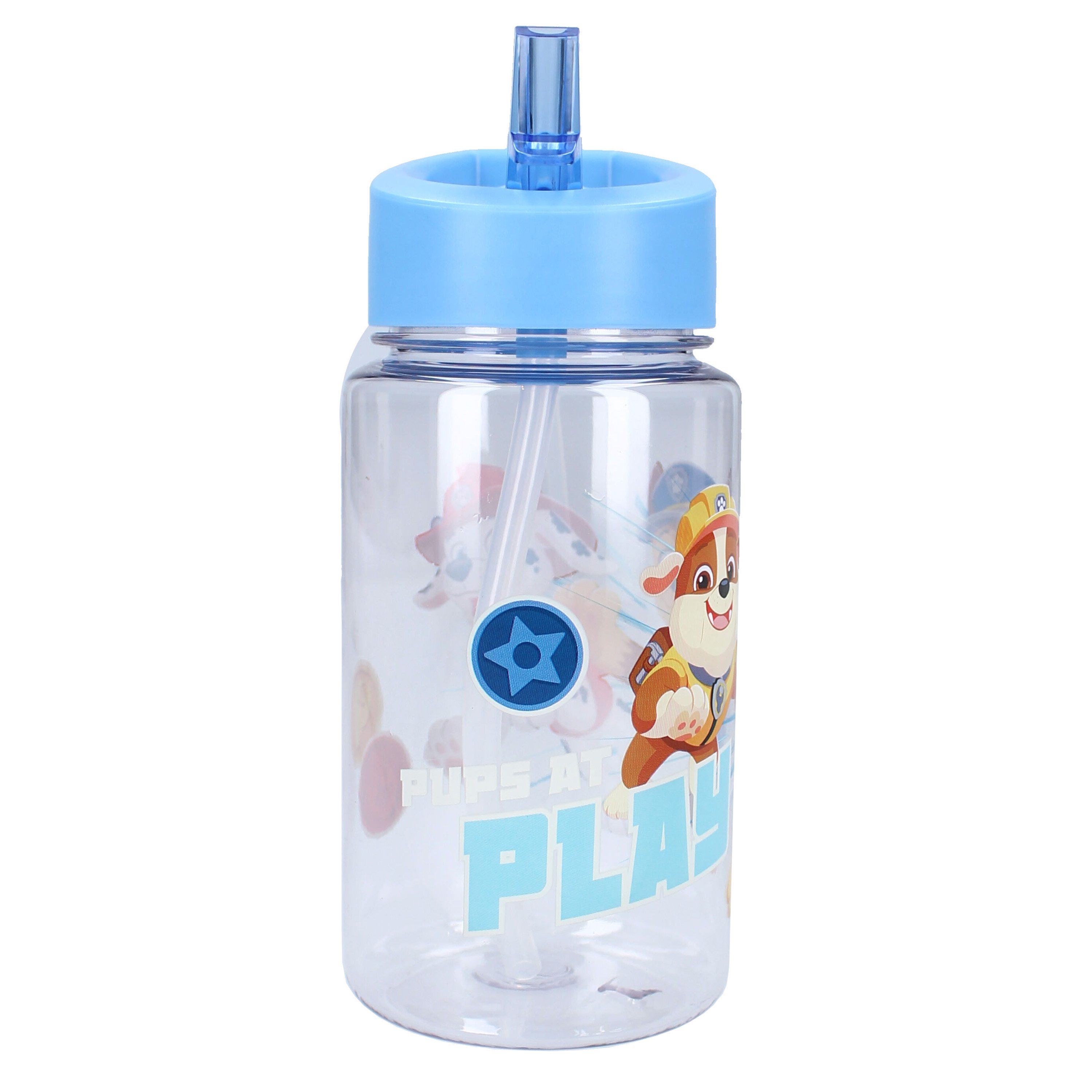 PAW PATROL Trinkflasche Trinkflasche – 450 ml mit Strohhalm & Traggriff, transparent