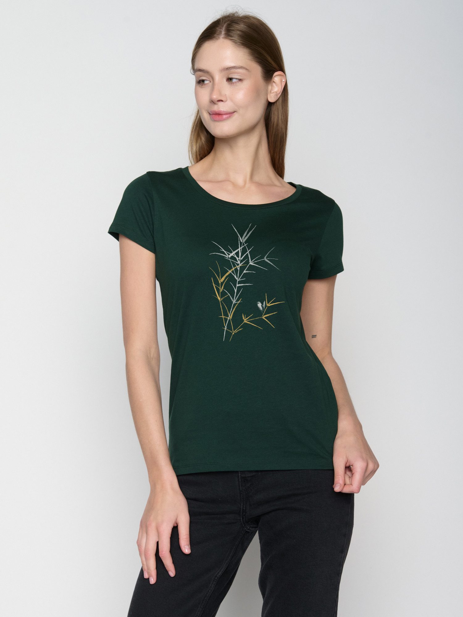 GreenBomb T-Shirt Loves Nature Bird Reed Motiv Natur (1-tlg., 1)
