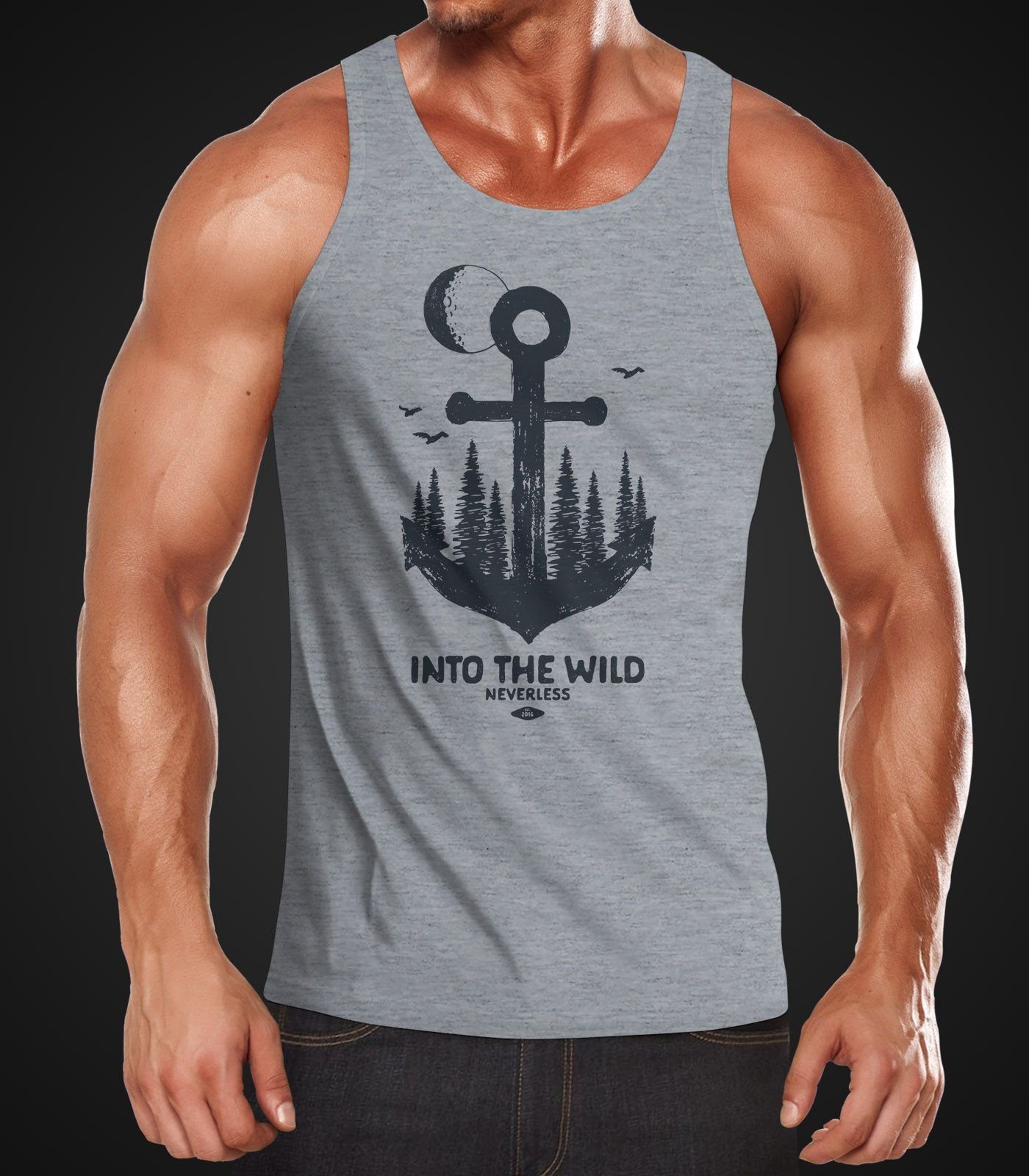 Neverless Tanktop Herren Tank-Top Anker Wald günstig online kaufen