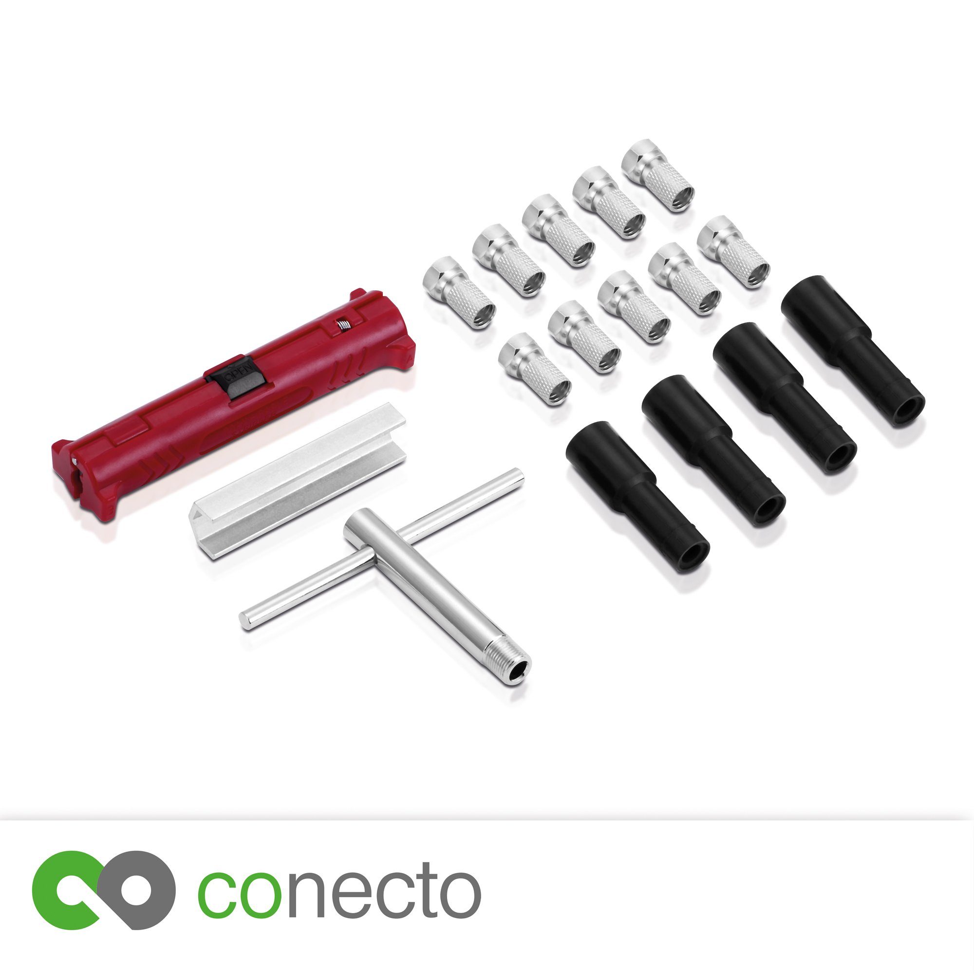 conecto conecto Sat Installationsset Montageset 17-teillig (1x Abisolierer, SAT-Kabel