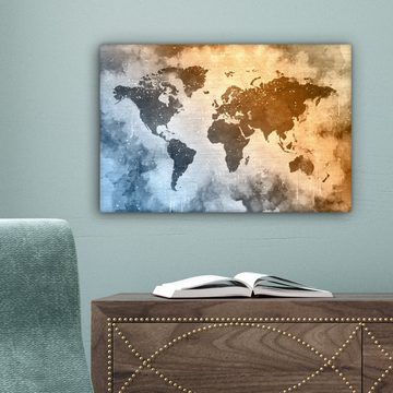 OneMillionCanvasses® Leinwandbild Weltkarte - Abstrakt - Farben, (1 St), Wandbild Leinwandbilder, Aufhängefertig, Wanddeko, 30x20 cm