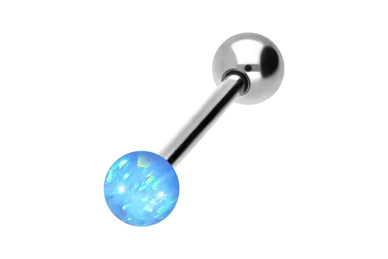 Brustwarzenpiercing Chirurgenstahl Barbell SYNTHETISCHER OPAL + CHIRURGENSTAHL-KUGEL