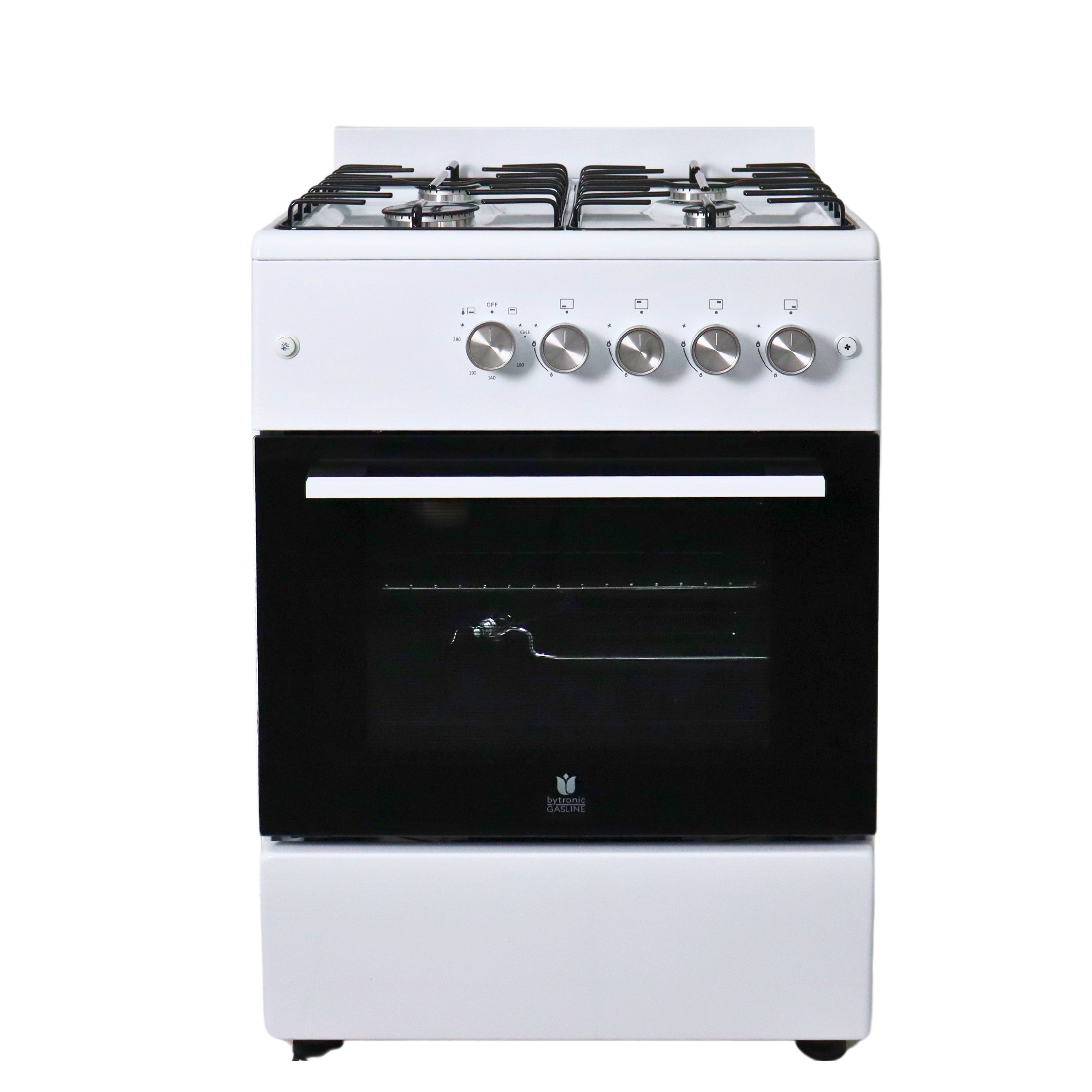 Gasline Gas-Standherd Gasbackofen mit Thermostat SHGG6060FG, weiß, Vollzündsicherung, 60 cm Breit, Grill, Umluft, LPG/Erdgas