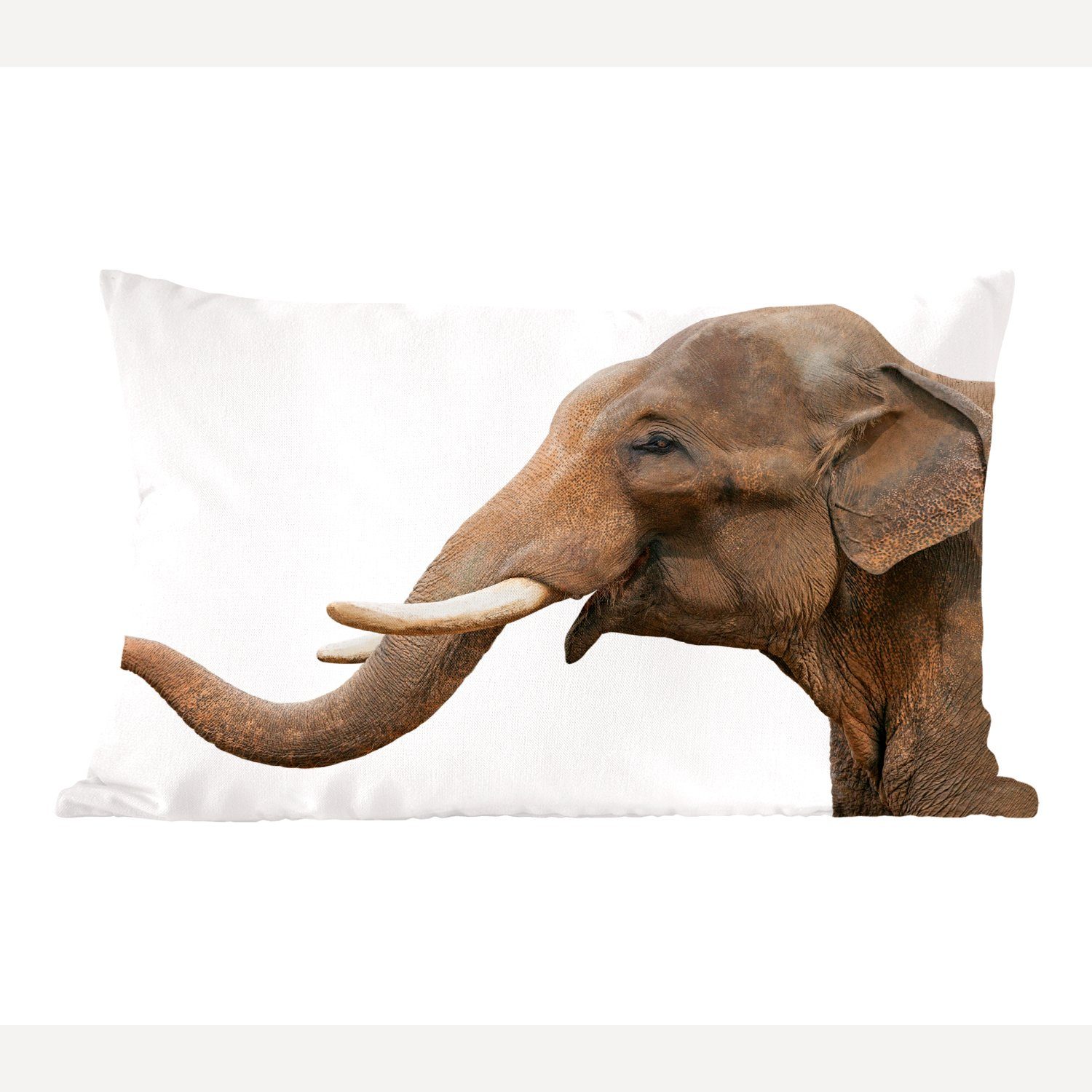 MuchoWow Dekokissen Elefant - Zähne - Weiß, Wohzimmer Dekoration, Zierkissen, Dekokissen mit Füllung, Schlafzimmer