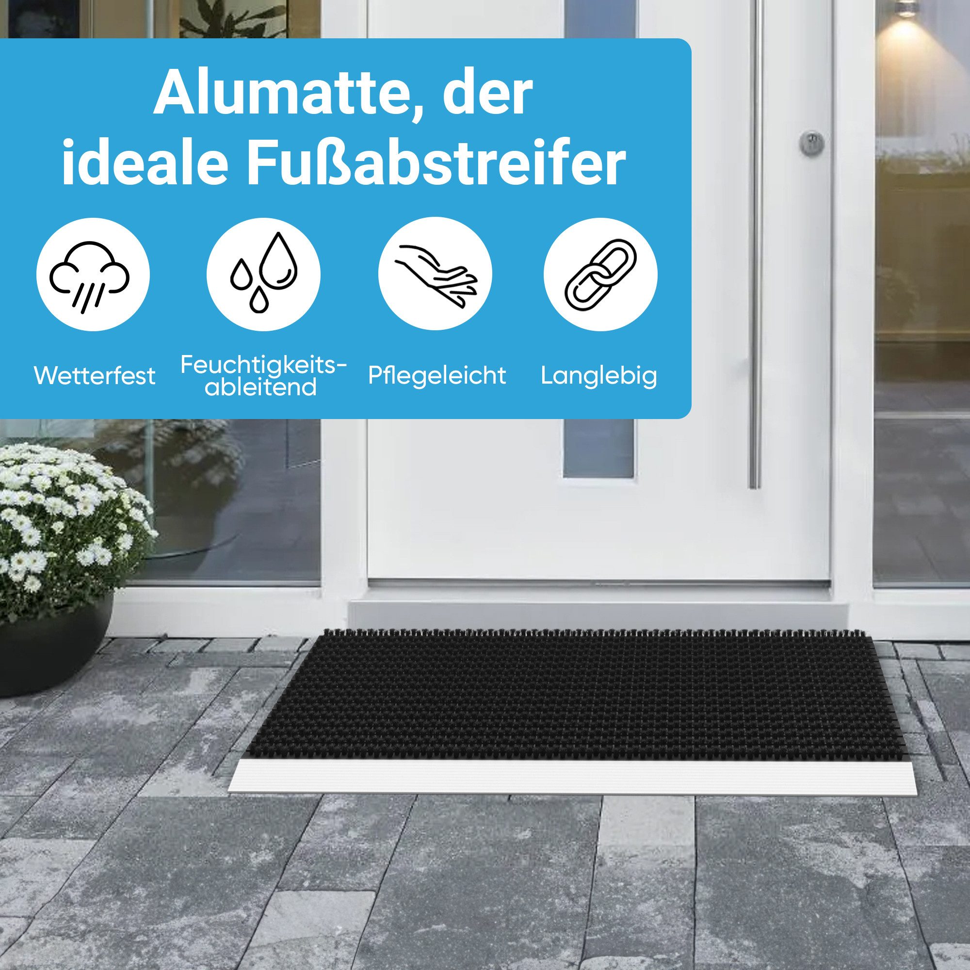 WEST & EAST Fußmatte mit Bürsten für draußen, schwarz Schmutzfangmatte, Sch günstig online kaufen