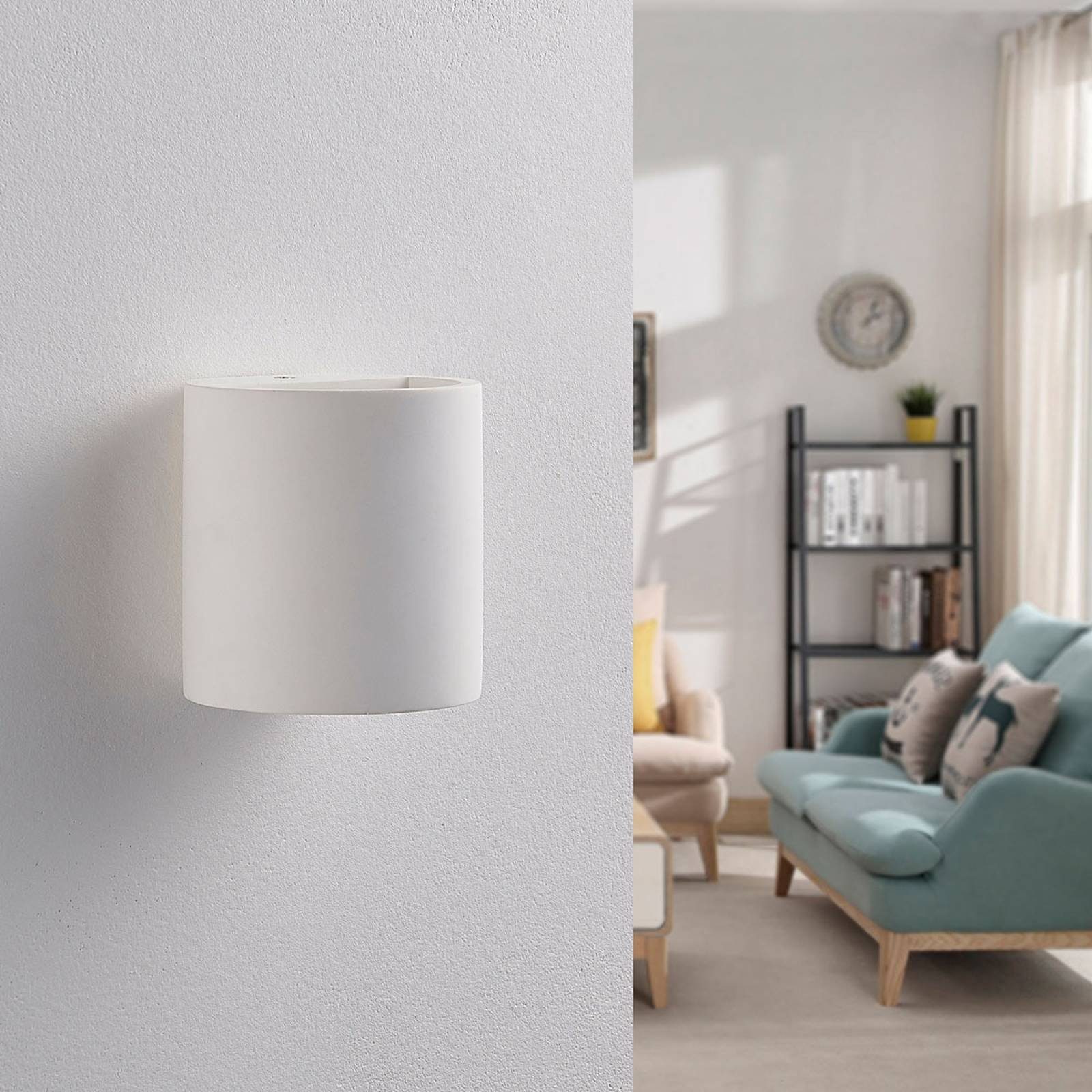 Lindby Wandleuchte Krista, Gips Weiß IP20, 1 x 5 W LED