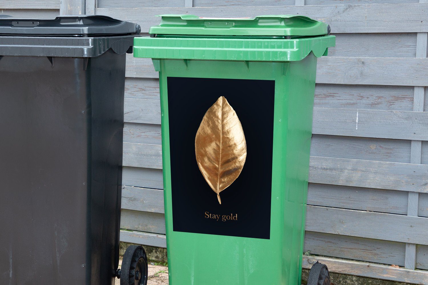 Container, Sticker, St), Mülleimer-aufkleber, MuchoWow Gold Wandsticker - Abfalbehälter (1 Luxus Mülltonne, - Zitat