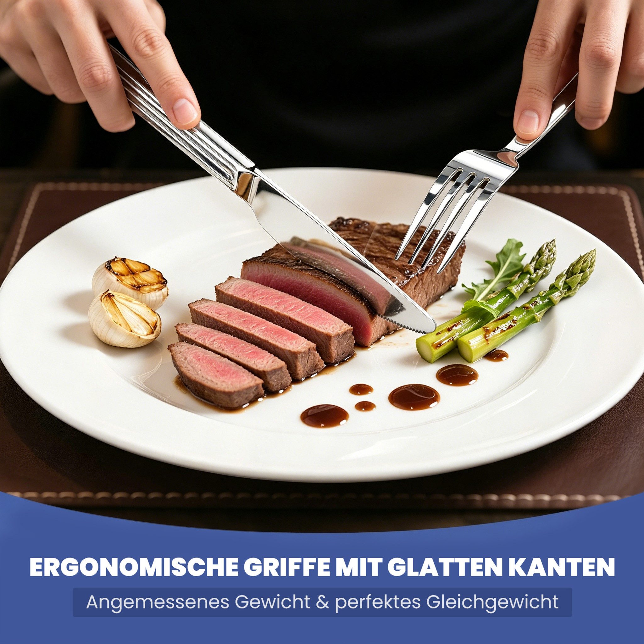 HOMELUX Besteck-Set Besteck set elegante Optik, ergonomische Haptik, Wellenschliff-Messer (72-tlg), 12 Personen, Edelstahl, Spiegelpoliert,spülmaschinengeeignet – Bild 5 von 5