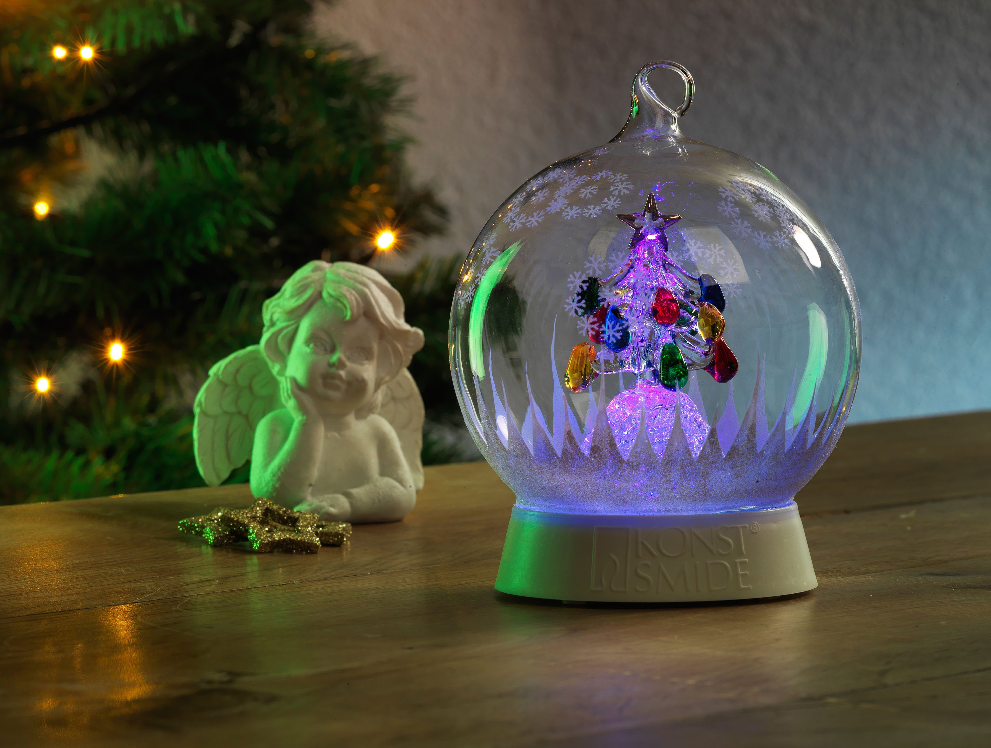 KONSTSMIDE LED Dekolicht »Weihnachtsdeko«, LED fest integriert,  Farbwechsler, Glaskugel Weihnachtsbaum