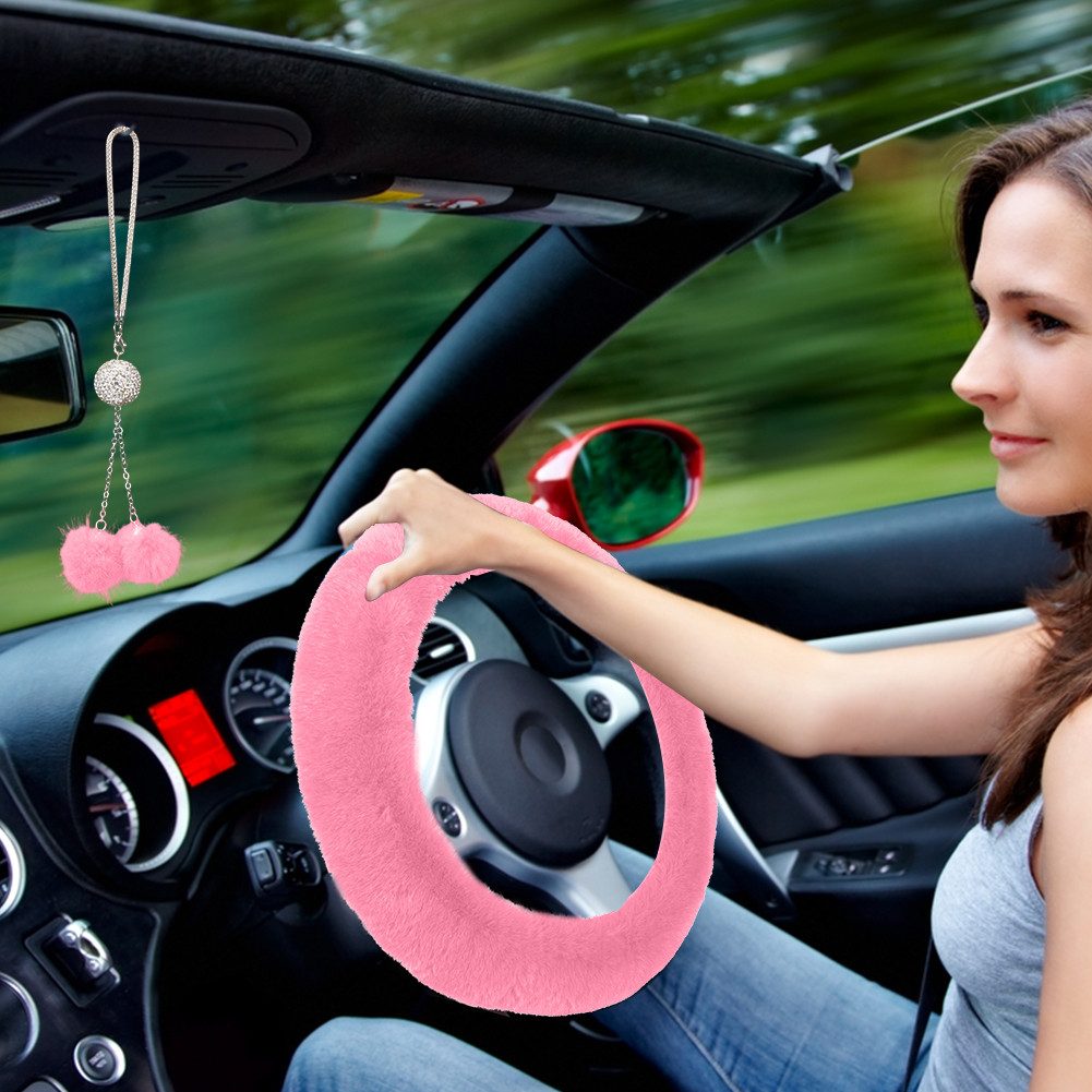 GarveeMore Steering Wheel Cover 6-Piece Set Soft Handbrake Gear Shift Cover