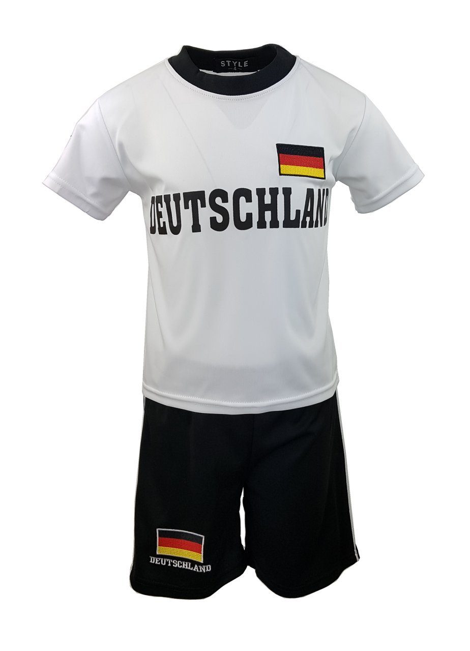 Hessis Fußballtrikot Fan Set Deutschland Germany Trikot + Shorts js882 (Set, T-Shirt + Shorts) Deutschland