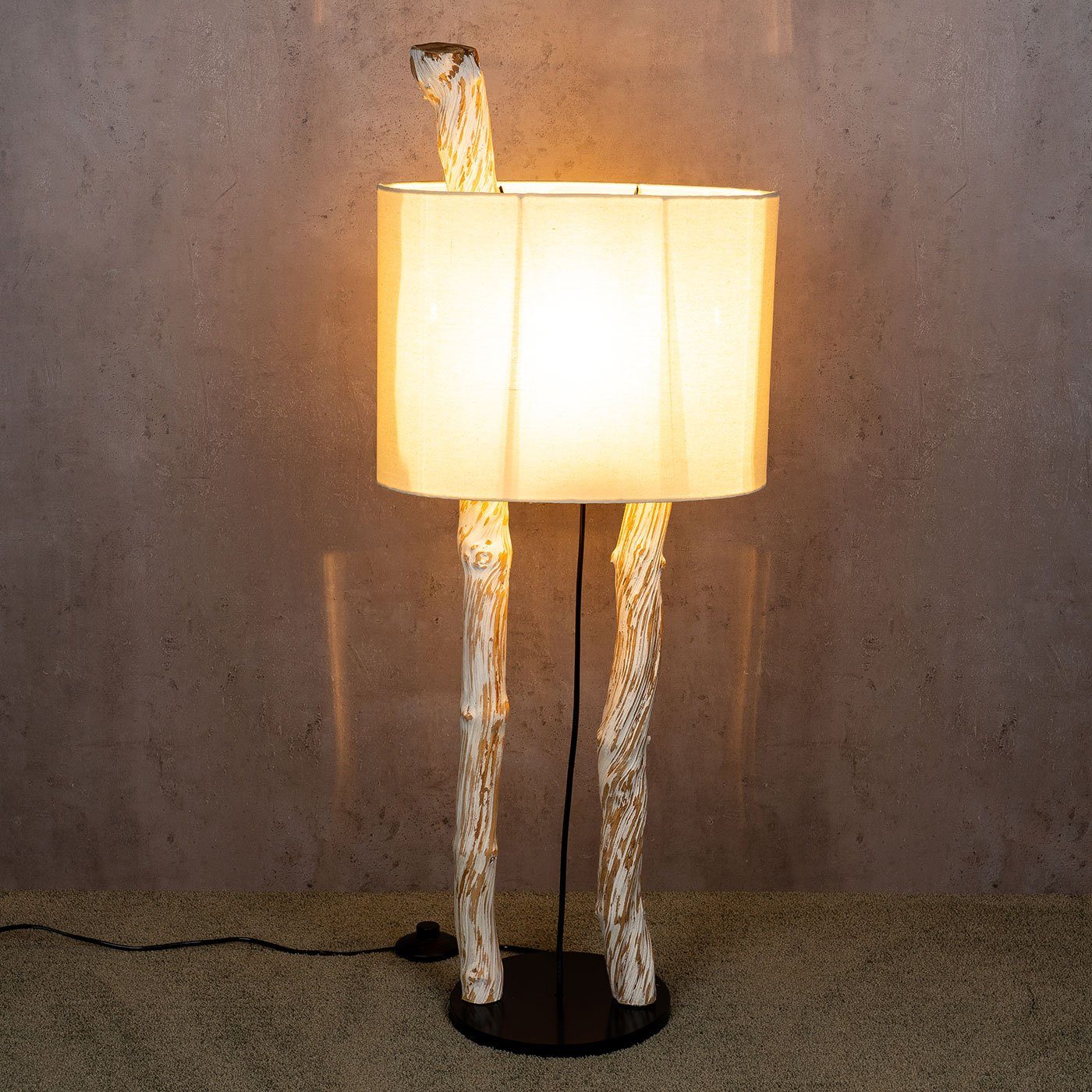 Weiß Stehlampe 95cm Levandeo® Teakholz Stehleuchte Holz Stehlampe, Lampe Höhe Treibholz