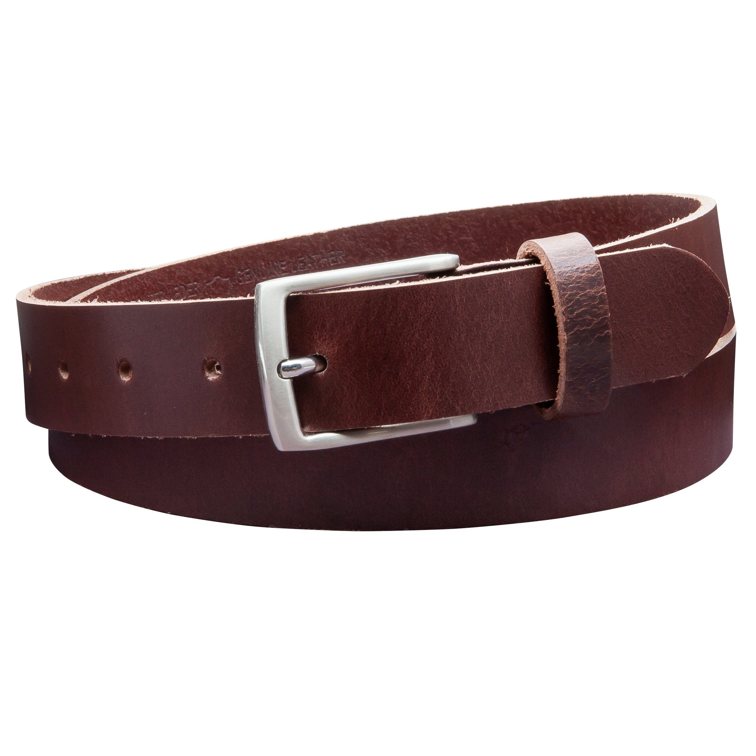 COLOGNEBELT Ledergürtel OM311-VL-Dunkelbraun MADE IN GERMANY, Dunkelbraun Kürzbar, 100 % Echtleder, Aus einem Stück, Unisex