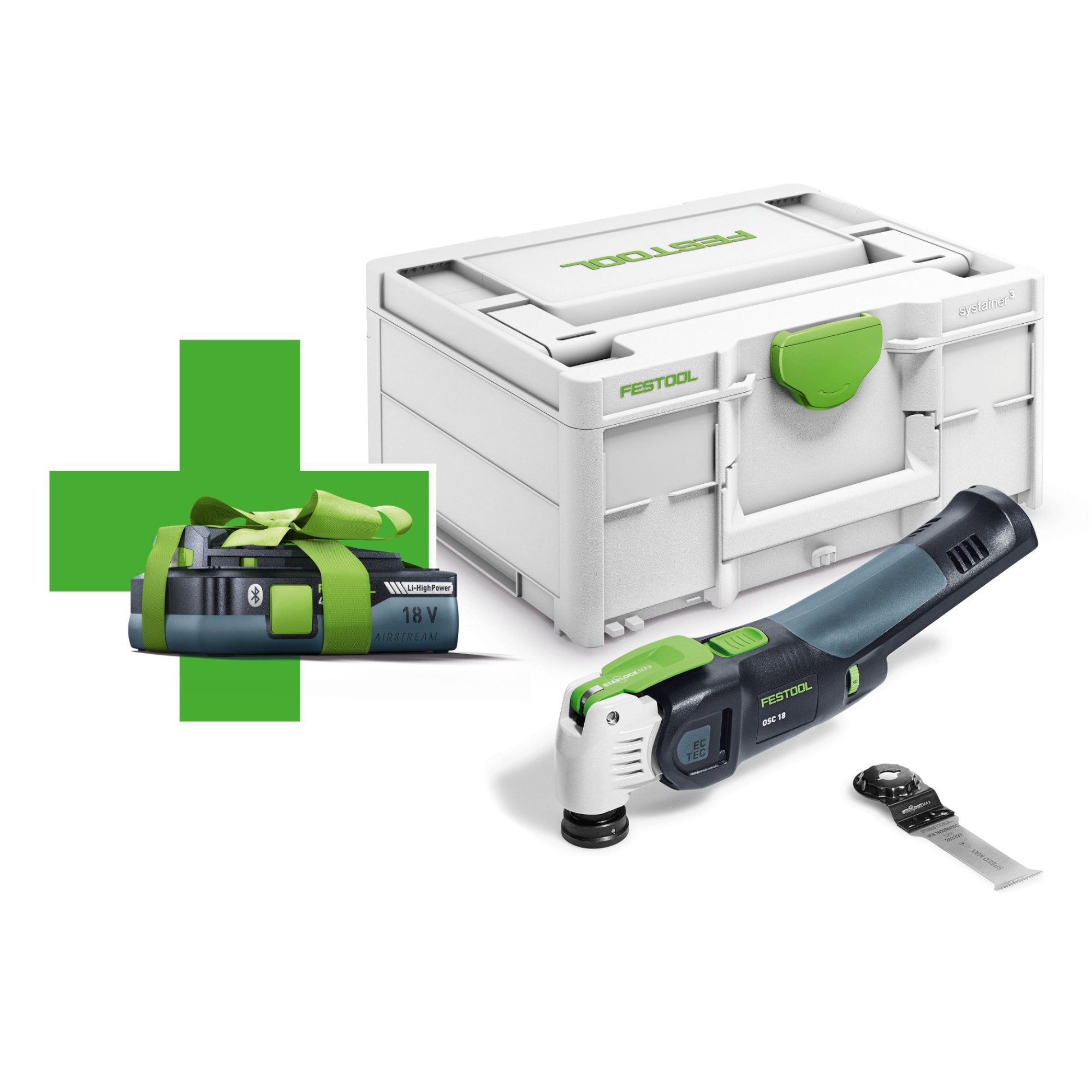FESTOOL Akku-Multifunktionswerkzeug OSC 18 E-Basic-4,0 18V Starlock Max + 1x Akku 4,0Ah + Systainer 577033