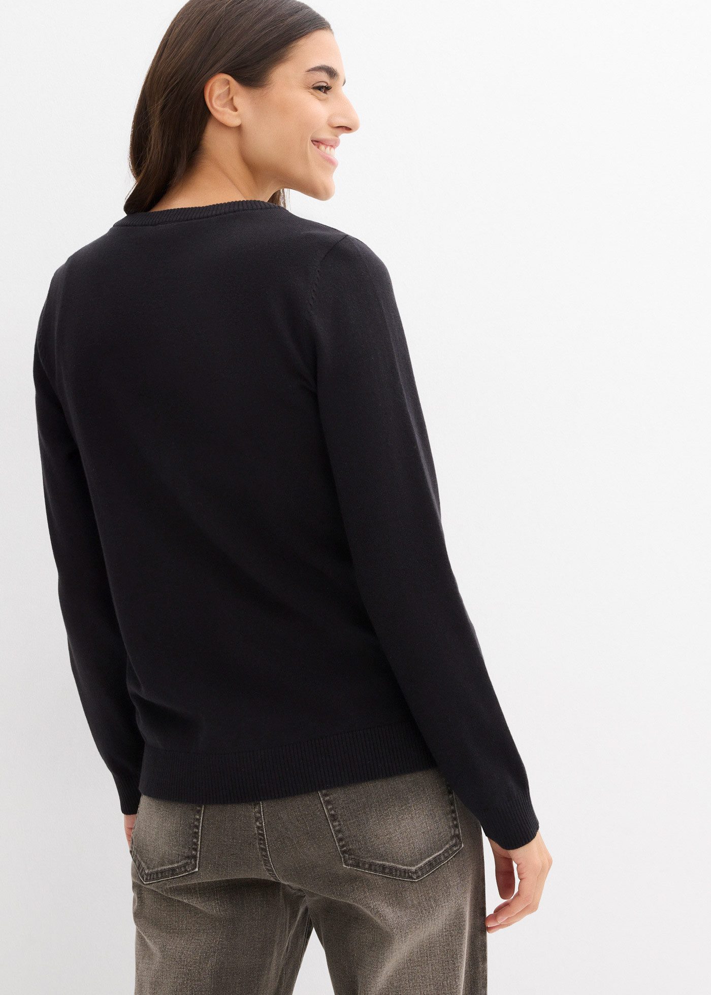 bonprix Strickjacke lockere Passform, aus Baumwolle und Polyamid, mit Knopf günstig online kaufen