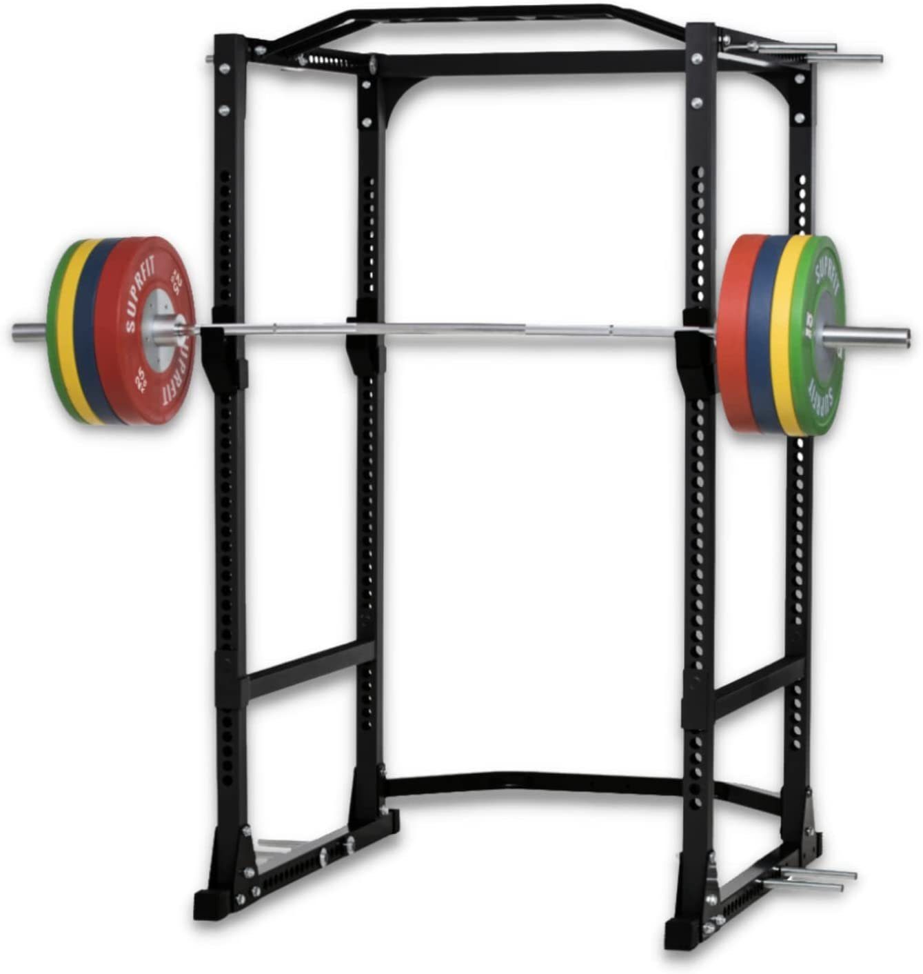 SF SUPRFIT Kraftstation Power Rack - Multi Squat Rack Kraftstation mit Safety Spotter, J-Cups & Dip Station, Powerracks mit Multigrip Klimmzugstange und optionalem Latzug und/oder Kabelzug, Fitness Rack Schwarz Basic