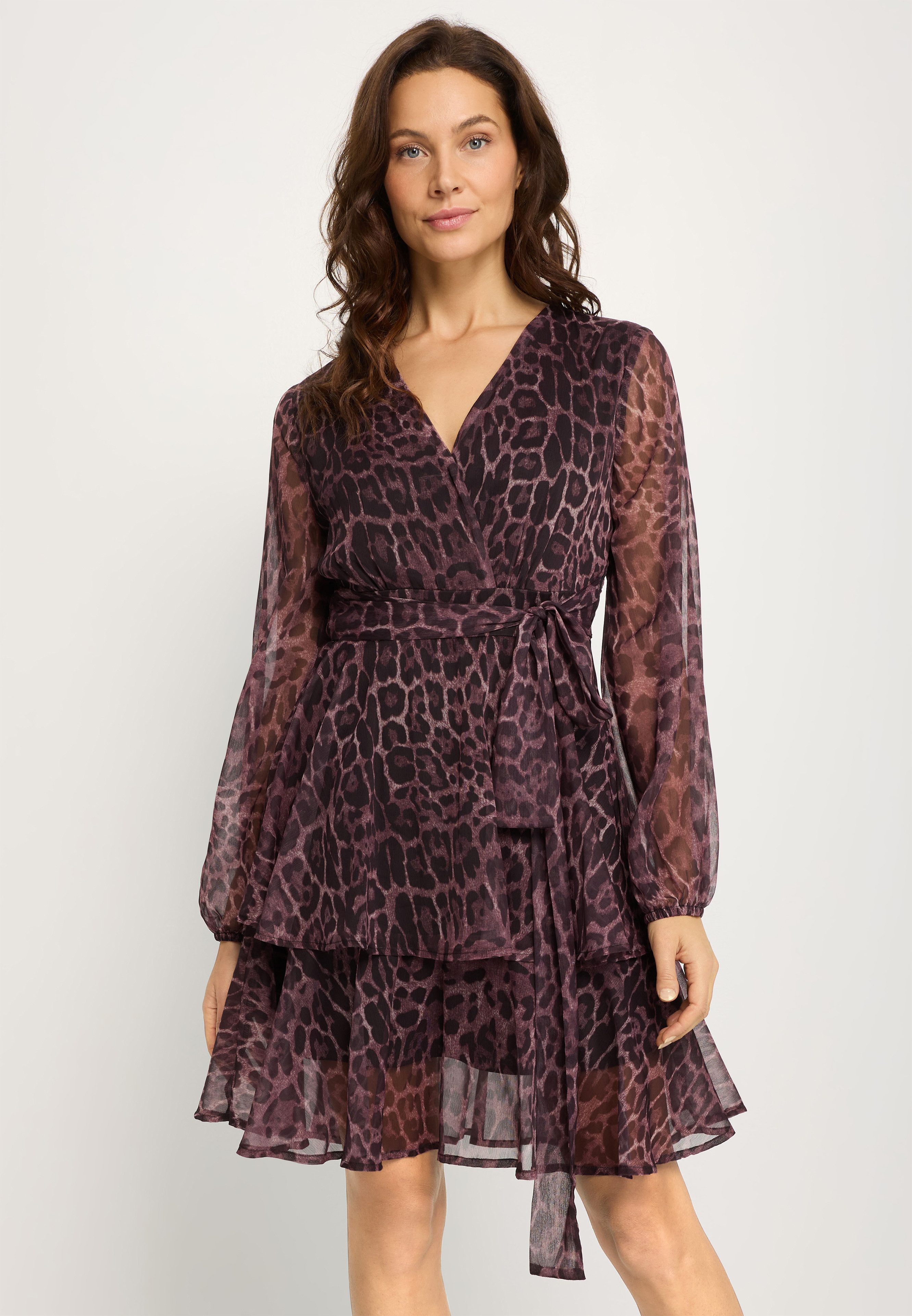 LASCANA Druckkleid mit fixiertem Bindeband, elegantes Sommerkleid mit Leomuster
