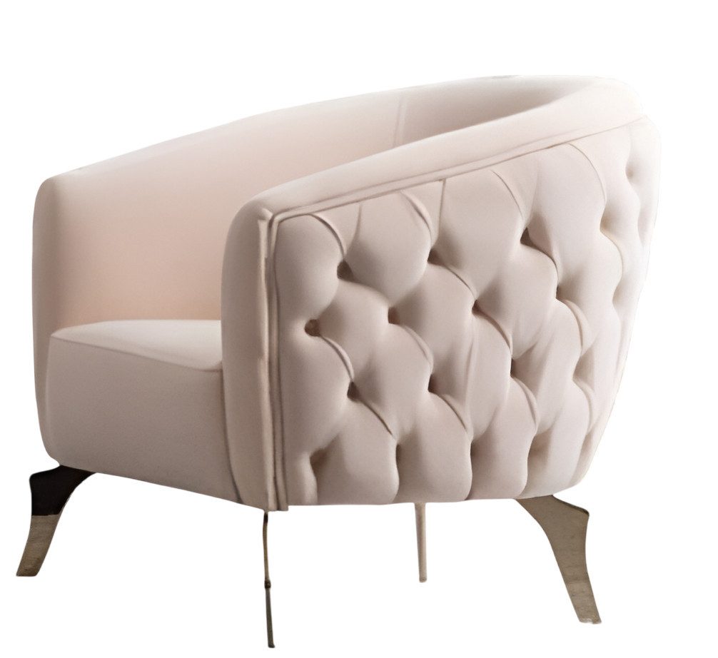 JVmoebel Chesterfield-Sofa Exklusiver Chesterfield Beiger Designer Sessel Möbel, 1 Teile, Made in Europa