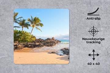 MuchoWow Gaming Mauspad Tropische Palmen am Strand von Maui (1-St), Mousepad mit Rutschfester Unterseite, Gaming, 40x40 cm, XXL, Großes