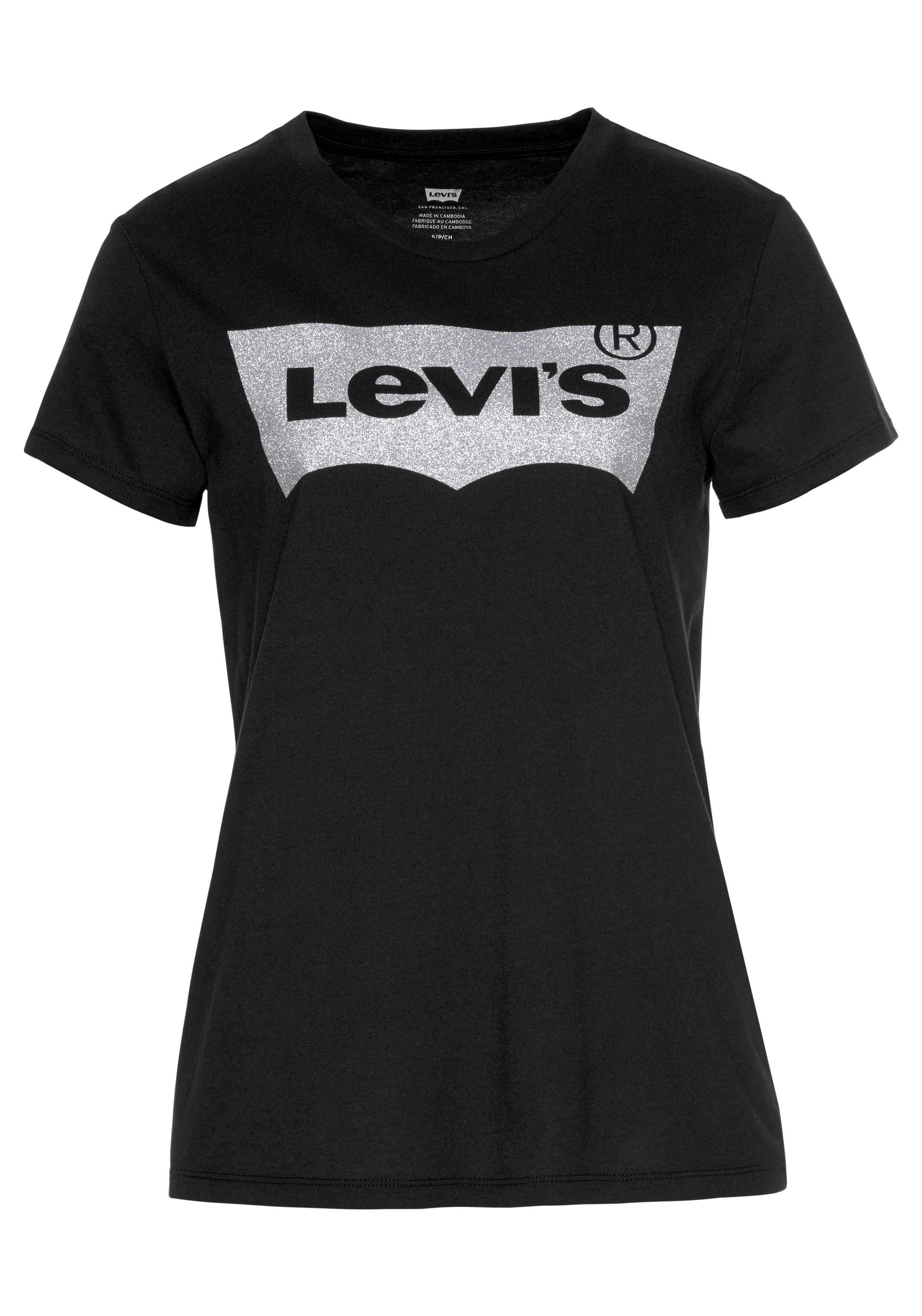 TEE mit Rundhalsshirt Metallic-Holo schwarz-silberfarben Levi's® THE Print im Logo PERFECT