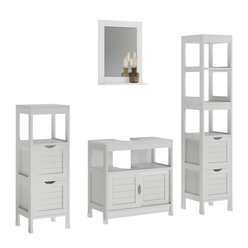 Vicco Badmöbel-Set Vilda, Weiß, 4 Teile, (4-St., 4er Set)