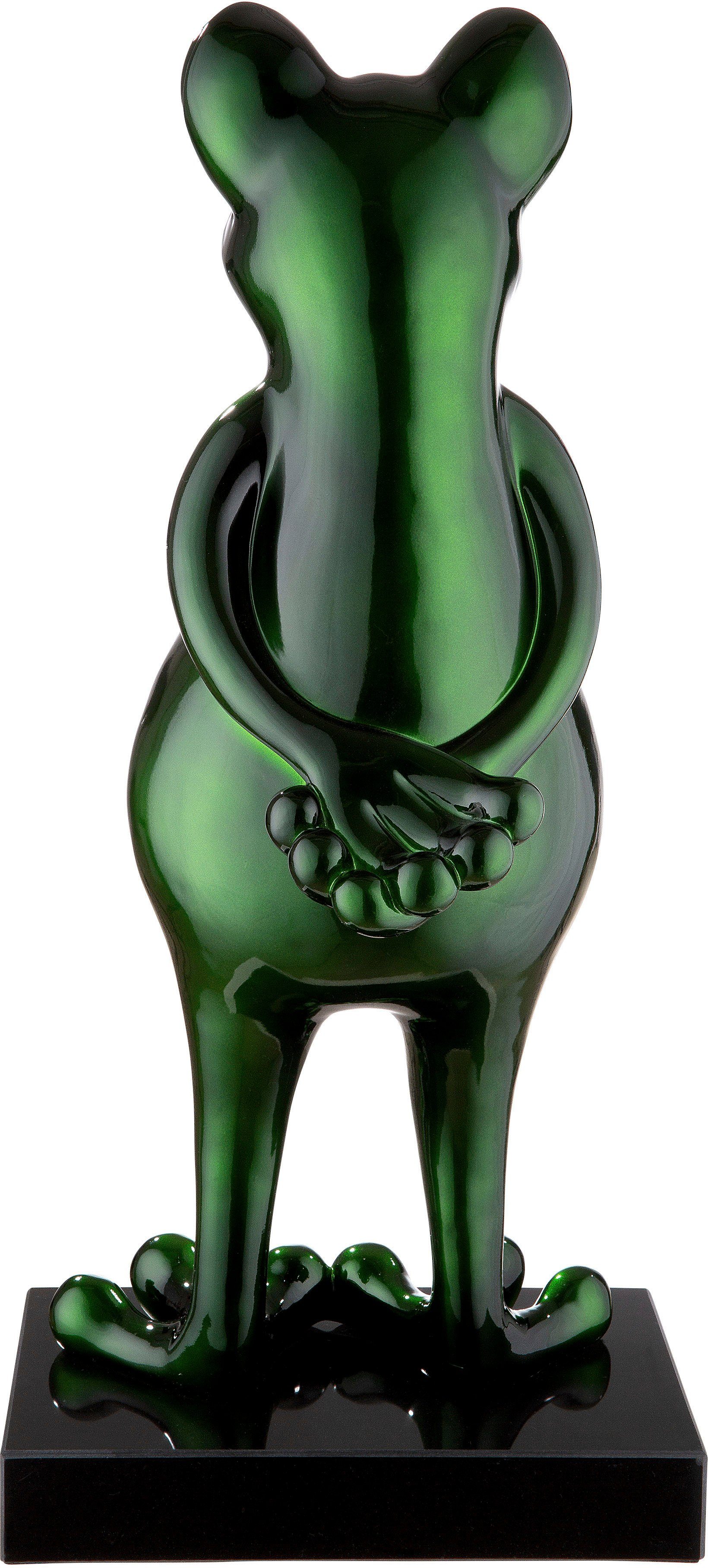 Casablanca by Gilde Tierfigur grün (1 St), Frog Skulptur Marmorbase auf