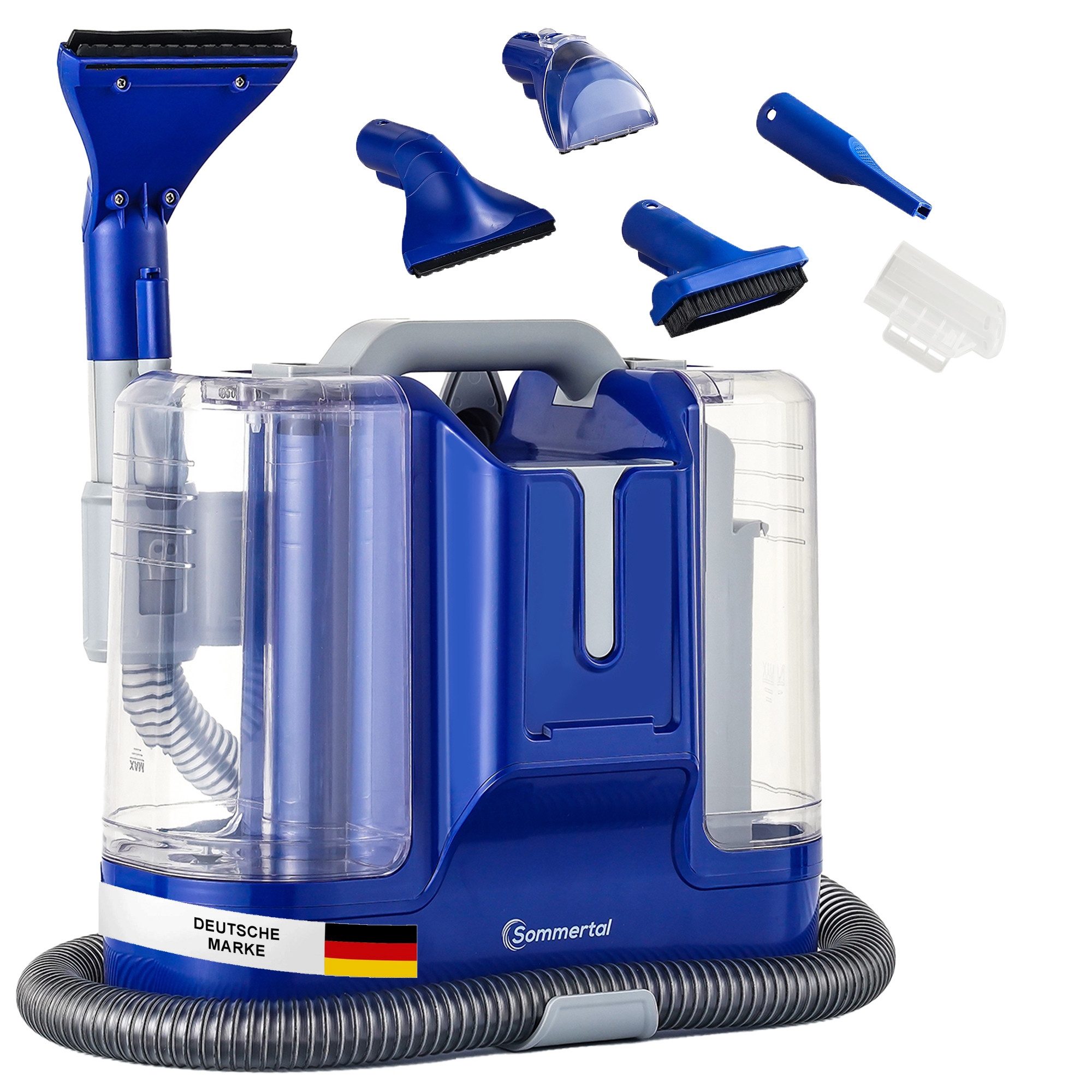 Sommertal Teppichreinigungsgerät SOMMERTAL CompactCleaner WS450 5in1, Gerät für Teppiche, Treppen, Polster, Sofa, Auto, Tiere, Flecken