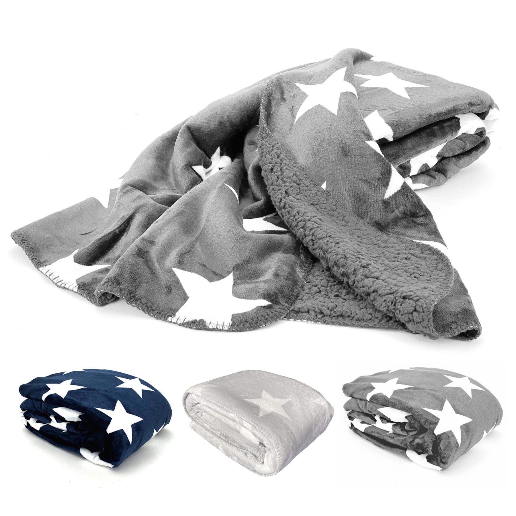 Wohndecke Dicke Soft Flanell Kuscheldecke Sterne Winterdecke, heimtexland, günstig online kaufen