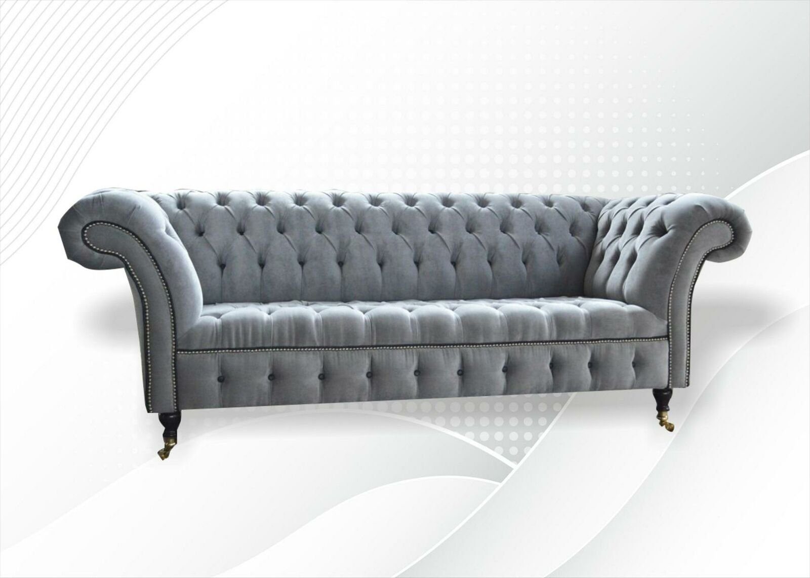 JVmoebel Chesterfield-Sofa in Made Europe 3-Sitzer Luxus Chesterfield Couch Polstermöbel graue Neu