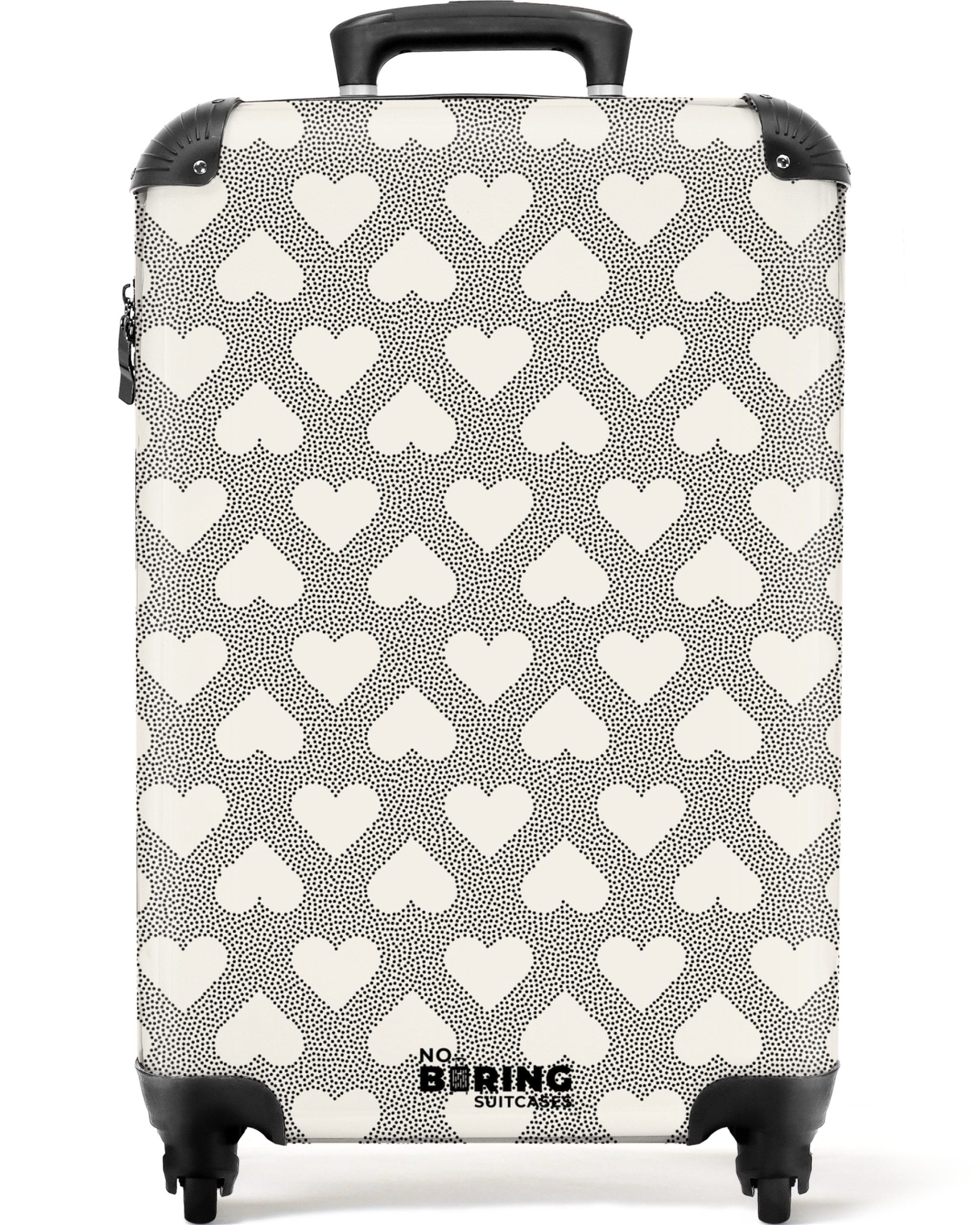 NoBoringSuitcases.com© Hartschalen-Trolley Valentins-Punkte-Muster schwarz 55x35x20cm, Handgepäck Koffer & Trolleys, Luggage, Reisekoffer Frauen