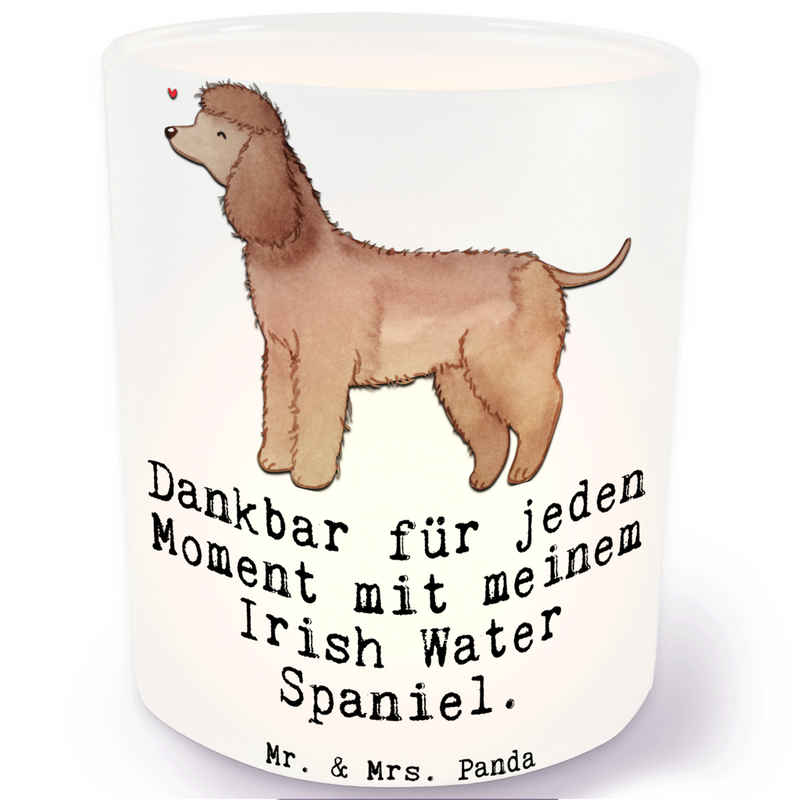 Mr. & Mrs. Panda Windlicht Irish Water Spaniel Moment - Transparent - Geschenk, Jagdhund, Hunder (1 St), Gemütlich