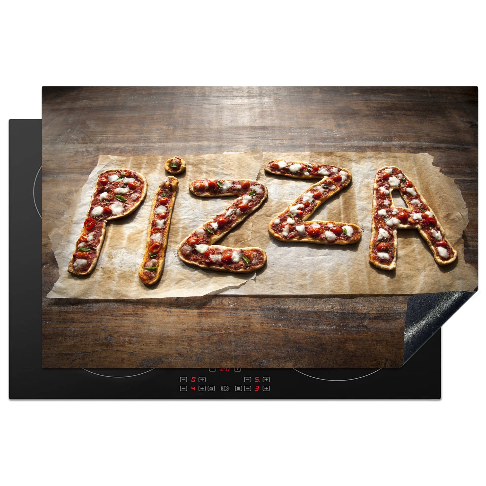 MuchoWow Herdblende-/Abdeckplatte Pizza wie Pizza, Vinyl, (1 tlg), 81x52 cm, Induktionskochfeld Schutz für die küche, Ceranfeldabdeckung