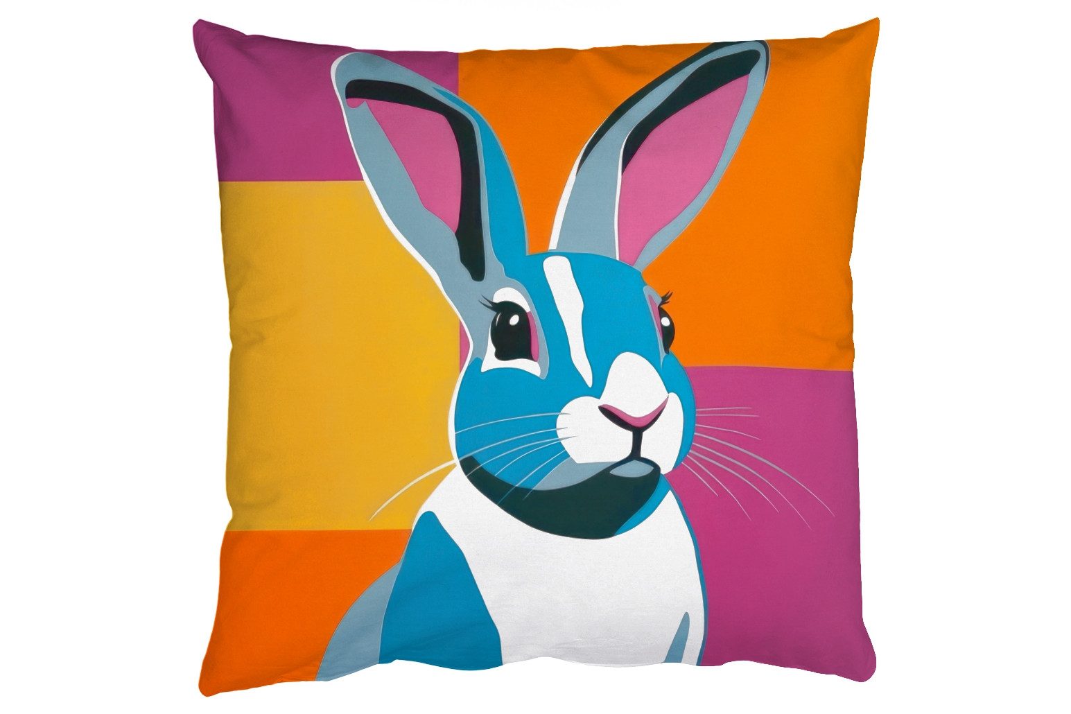 MuchoWow Dekokissen Hase - Farbtaschen - Ohren - Rosa, Zierkissen, Deko Kissen mit Füllung, Sofakissen, 60x60 cm