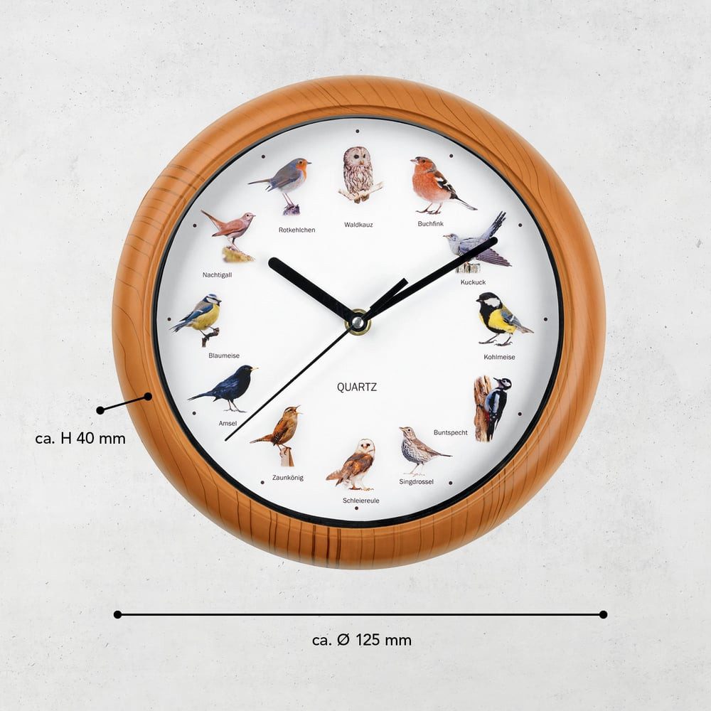 EASYmaxx Wanduhr EASYmaxx Wanduhr mit 12 Vogelstimmen (12 Singvogelstimmen) – Bild 5 von 5