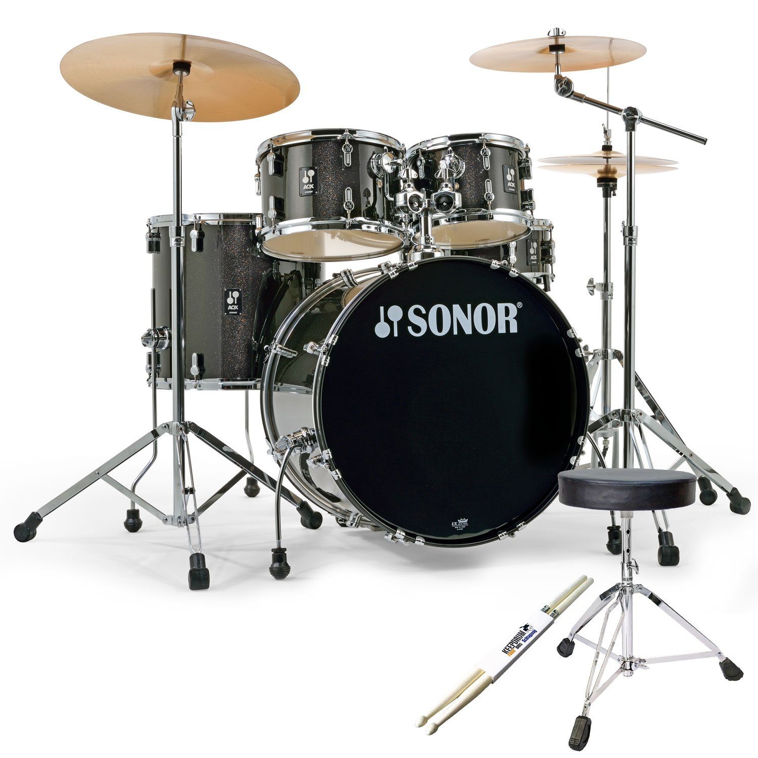 Schlagzeug Sonor Schlagzeug AQX Stage Set BMS mit Zubehör