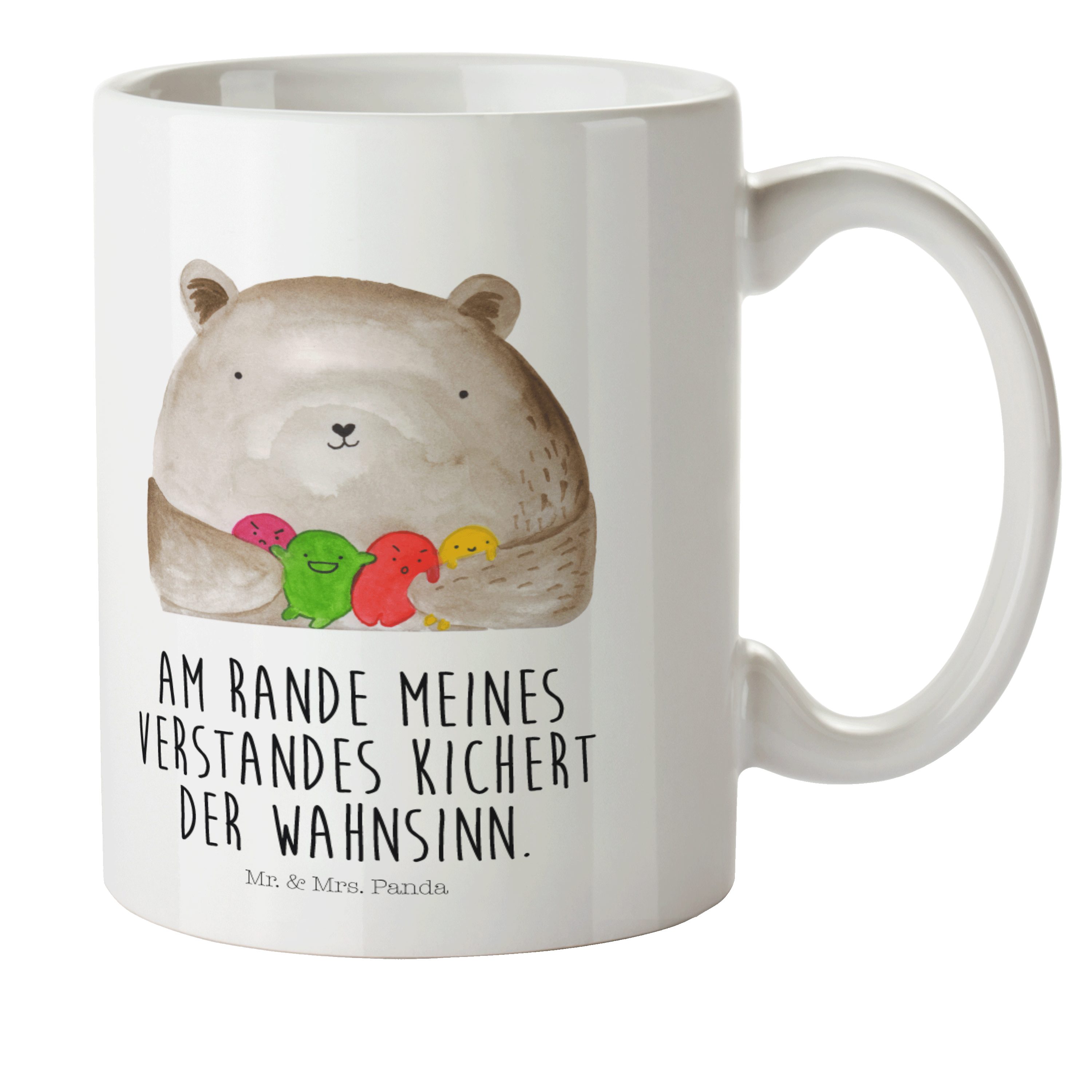 Mr. & Mrs. Panda Kinderbecher Bär Gefühl - Weiß - Geschenk, Wahnsinn, Teddy, Kunststoffbecher, Tass, Kunststoff