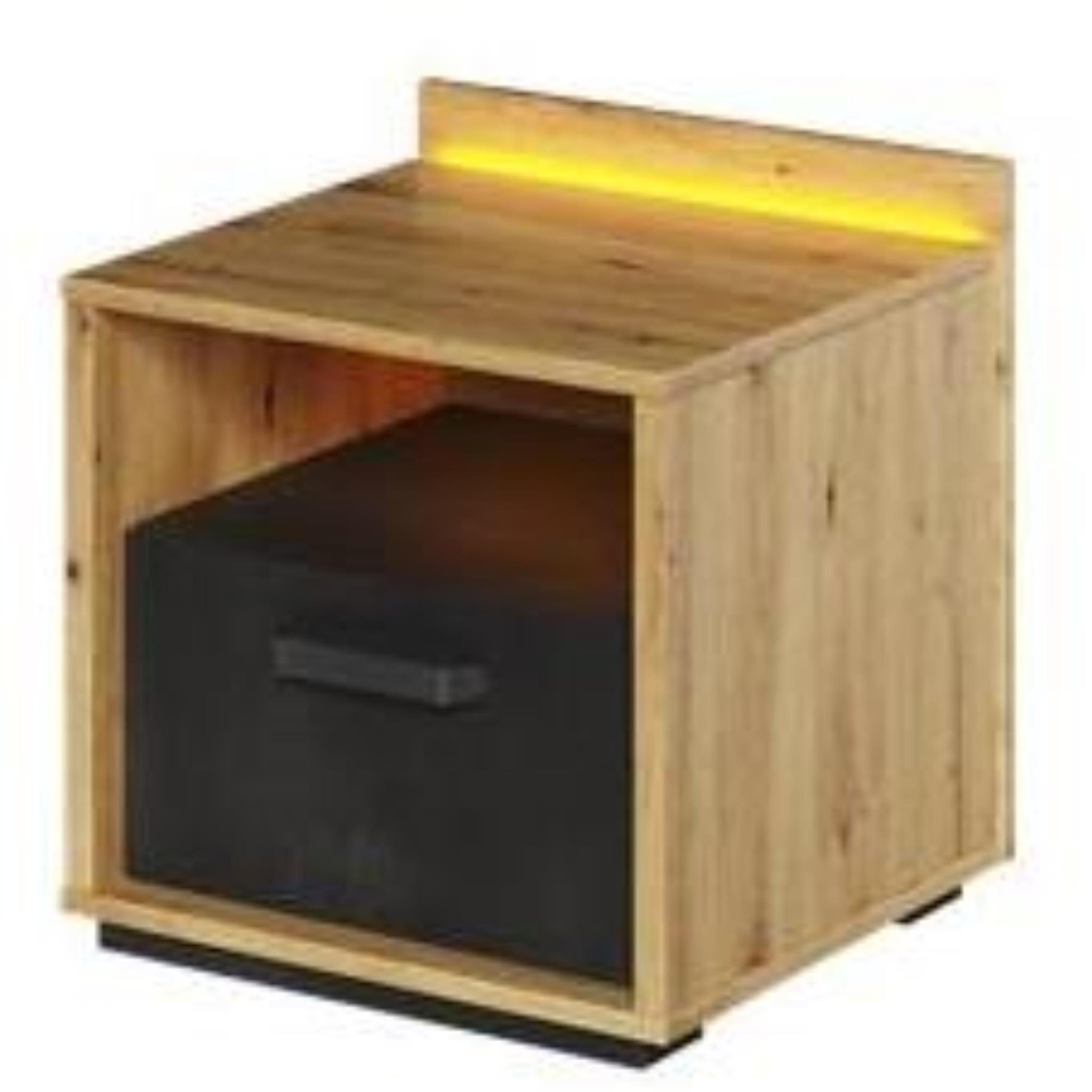 Beautysofa Nachttisch Qubic (modernes Nachtkommode, 45 x 47 x 42 cm (B x H x T) Holz Nachtschrank), LED-Beleuchtung, 1 Schublade Schrank | Nachtkonsolen