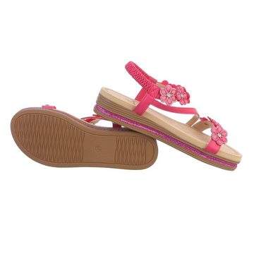 Ital-Design Damen Freizeit Riemchensandalette Keilabsatz/Wedge Keilsandaletten in Pink