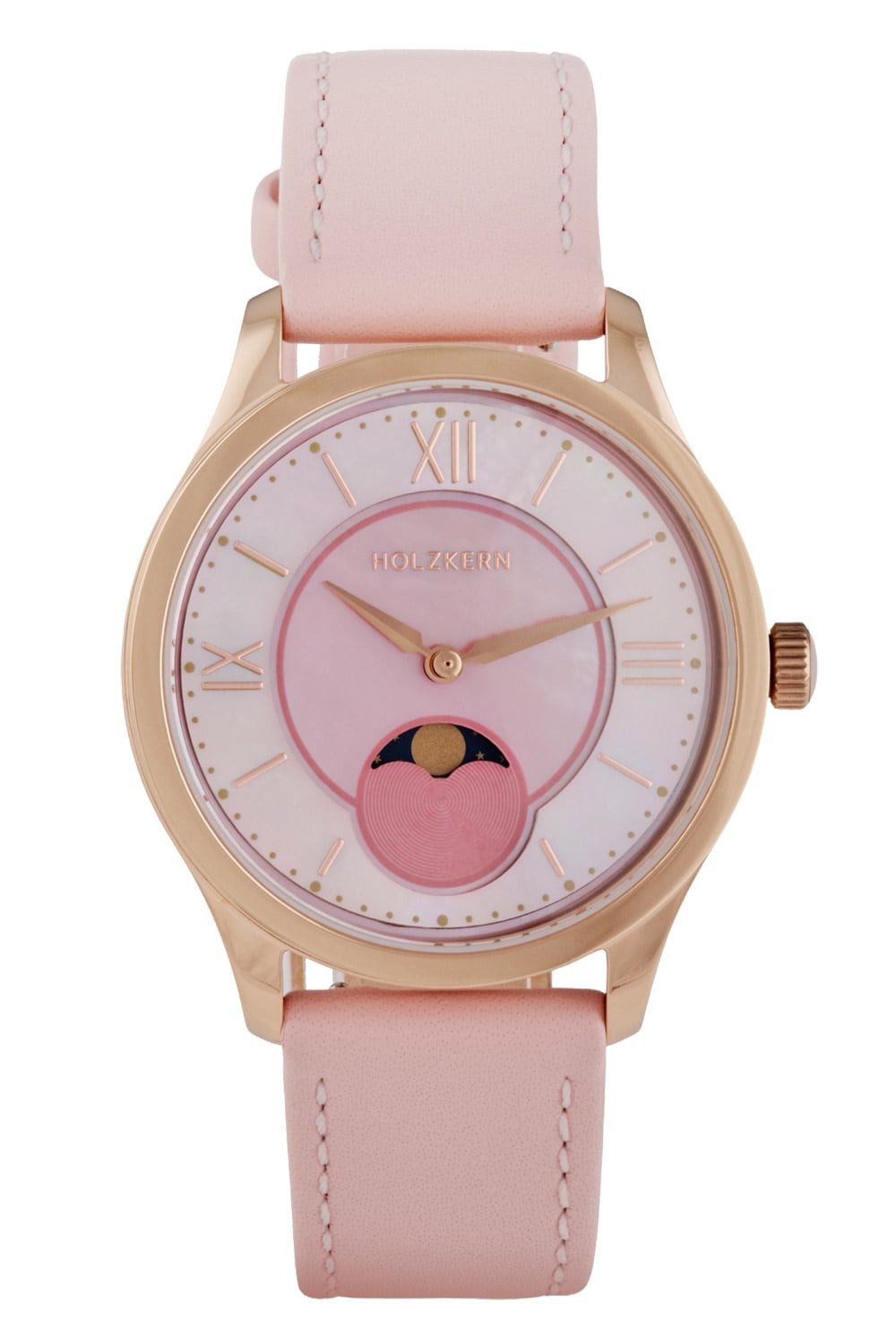 Holzkern Quarzuhr Damen-Armbanduhr Moonray Perlmutt/Rosa