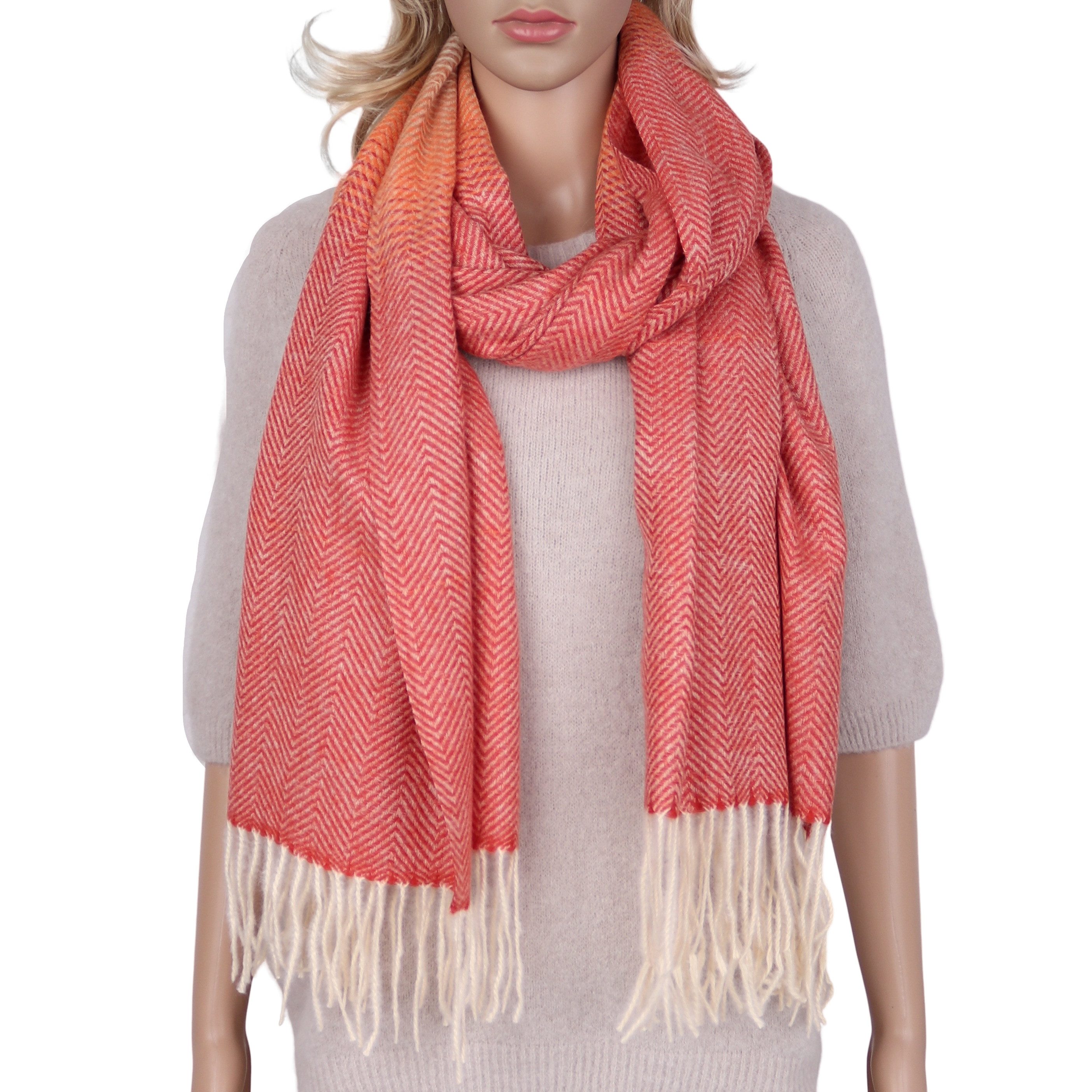 MIRROSI Modeschal weicher und warmer Schal Zickzack mit Fransen, 70x200cm, (Neue Kollektion Herbst/Winter 2025), Damen Halstuch ideal für Herbst und Winter. Reduzierter Preis € 16,95. Unverbindliche Preisempfehlung € 39,95, (€ 16,95 pro 1 Stk)